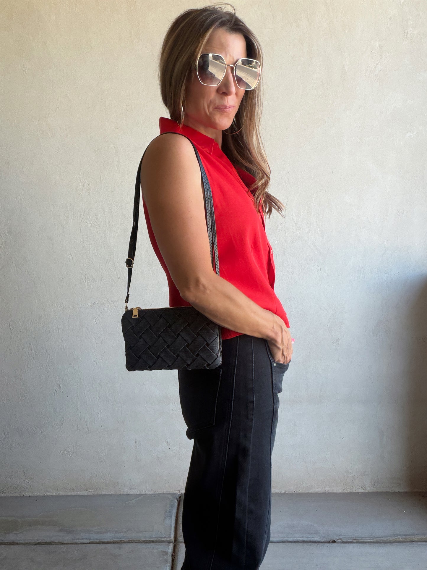 Cass Collared Tank in Red