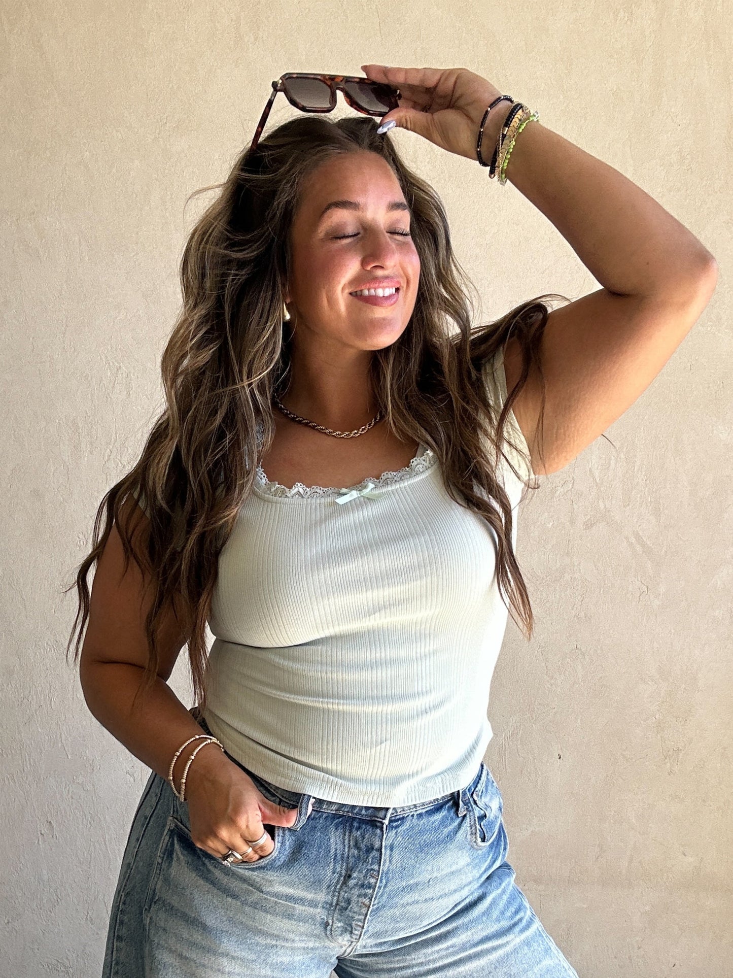 Libbie Lace Top in Mint