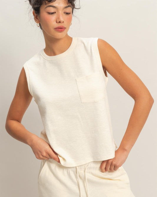 Wren Sleeveless Tank in Cream PREORDER (ships 06/19)