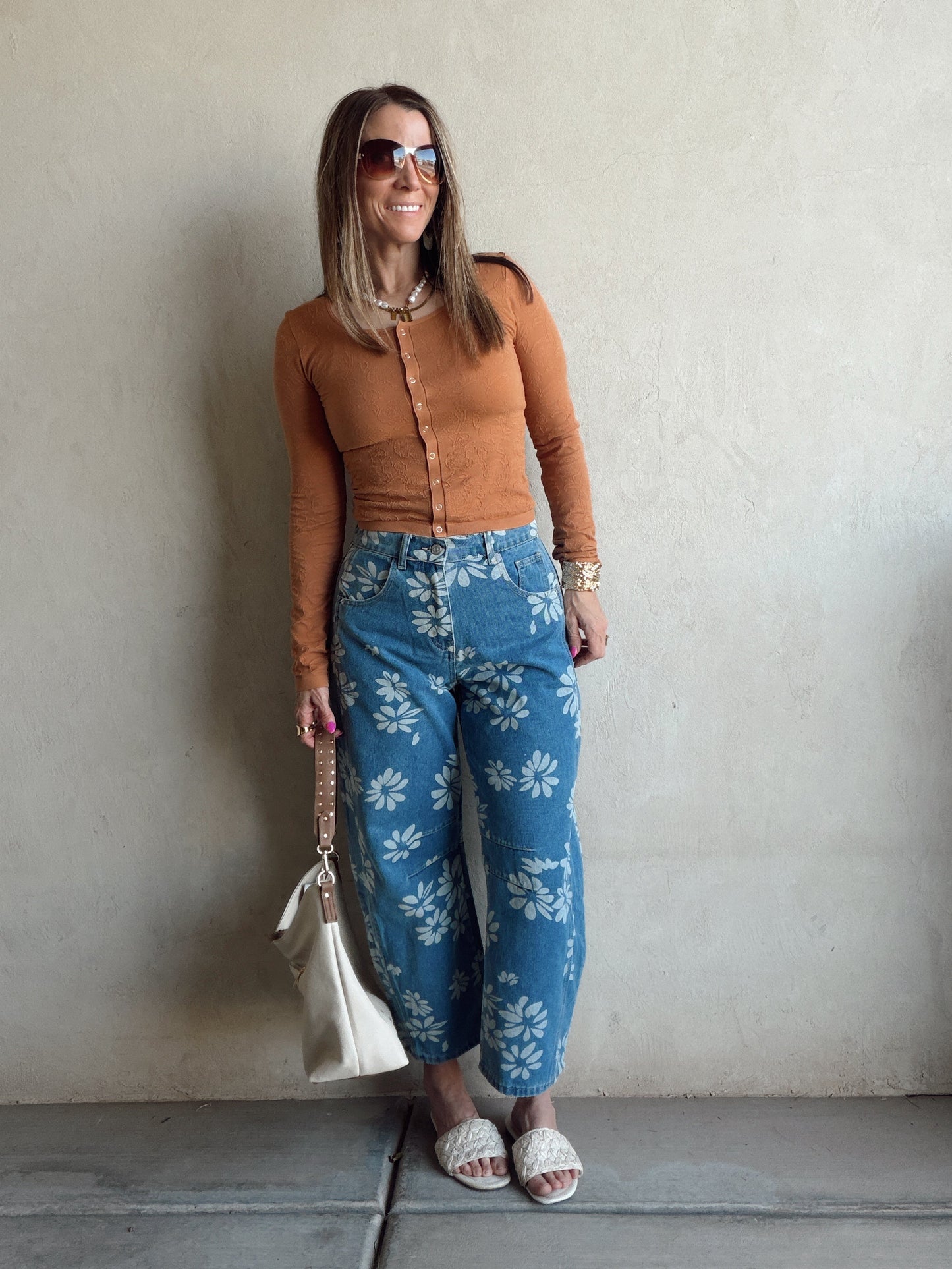 Becca Floral Jeans in Denim