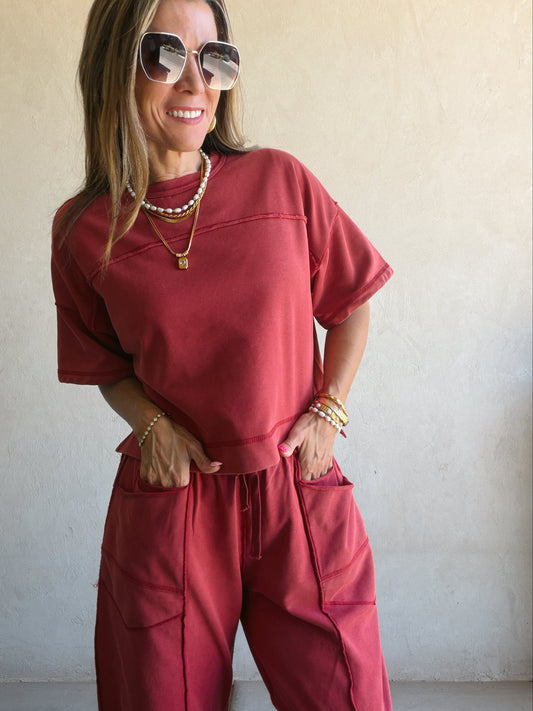 Clara Set in Mineral Washed Crimson Red