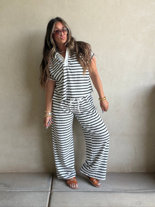 Annabelle Set in Black & White Stripe