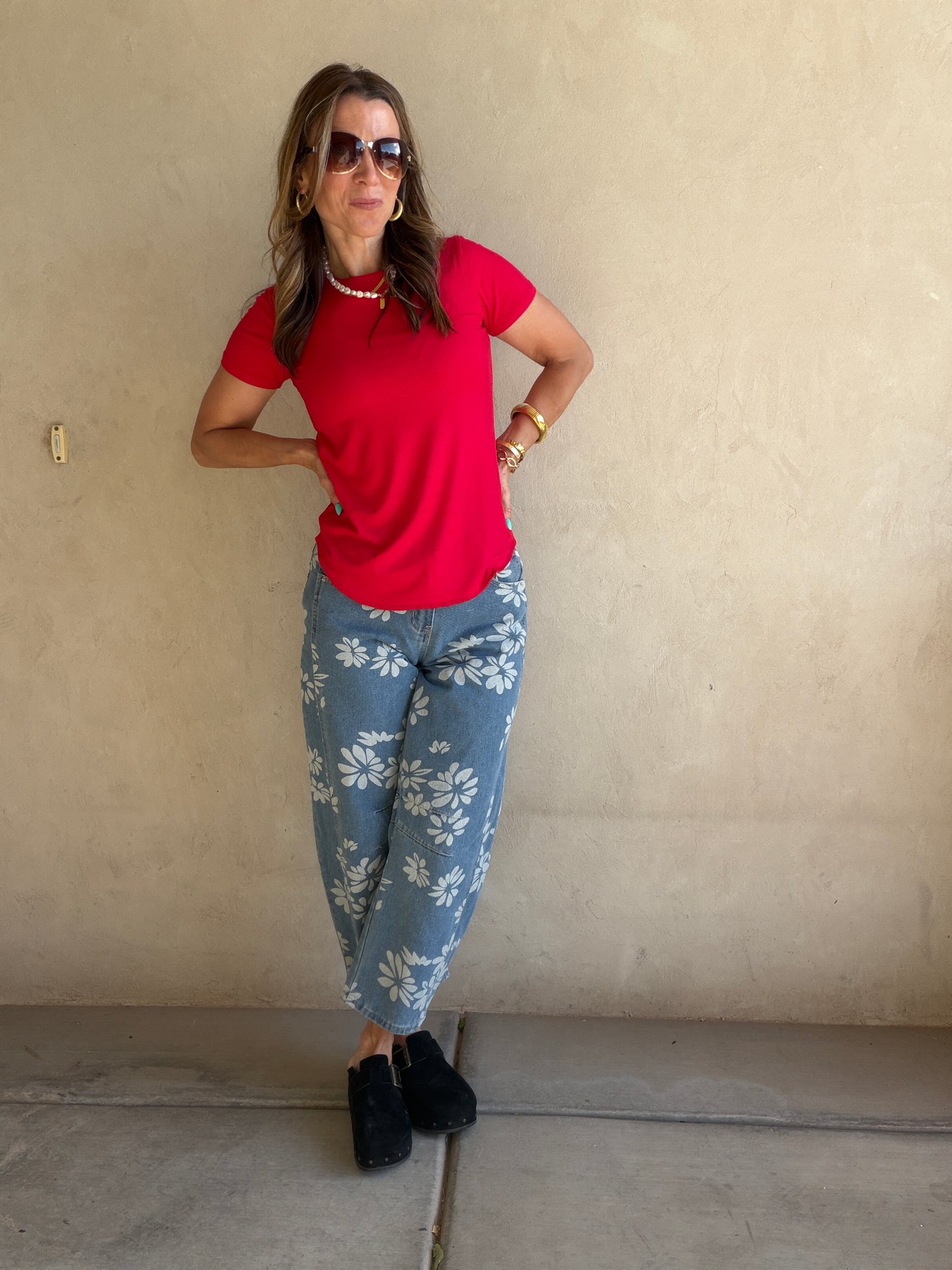 Becca Floral Jeans in Denim