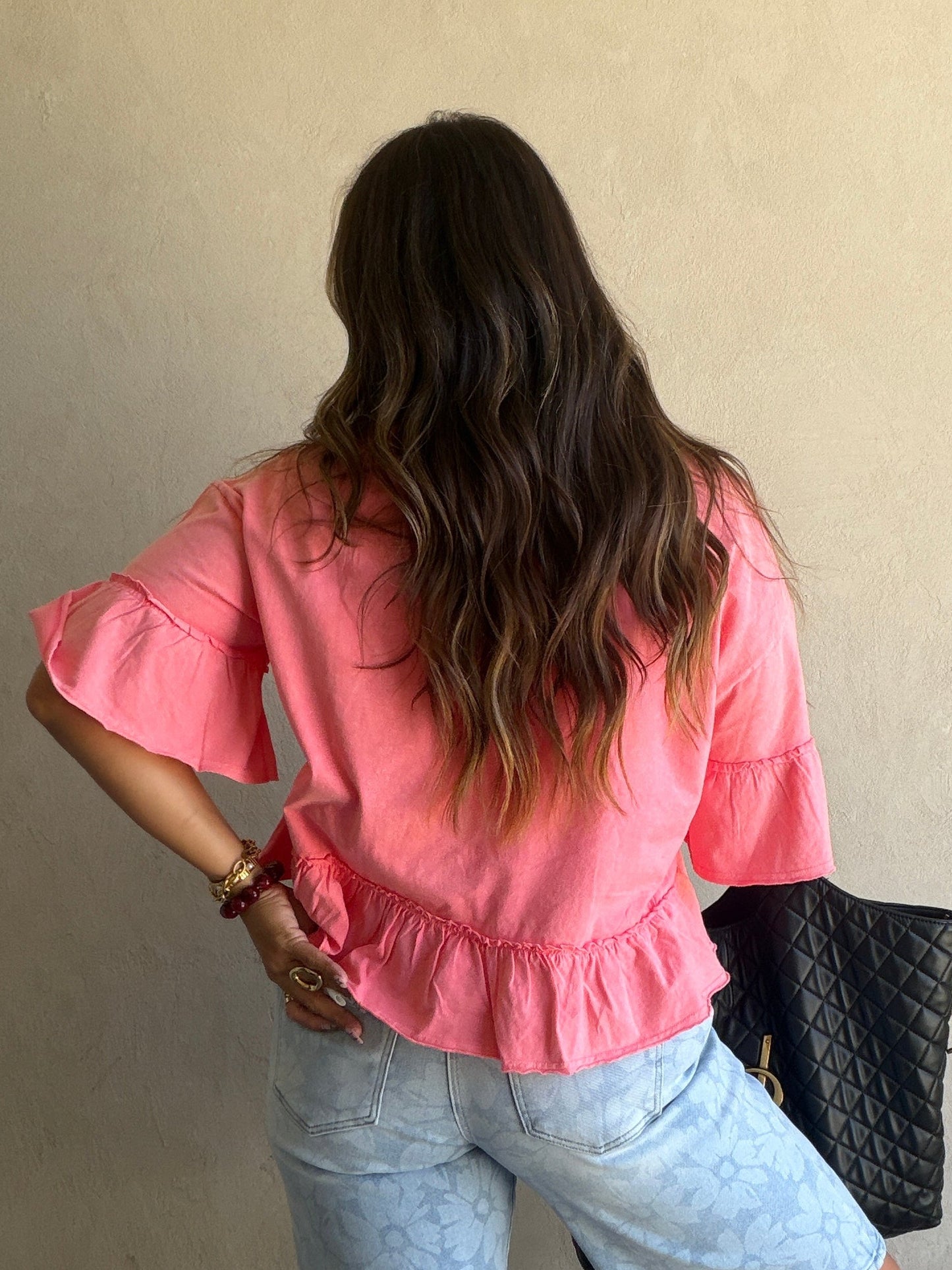Natalia Flowy Top in Coral