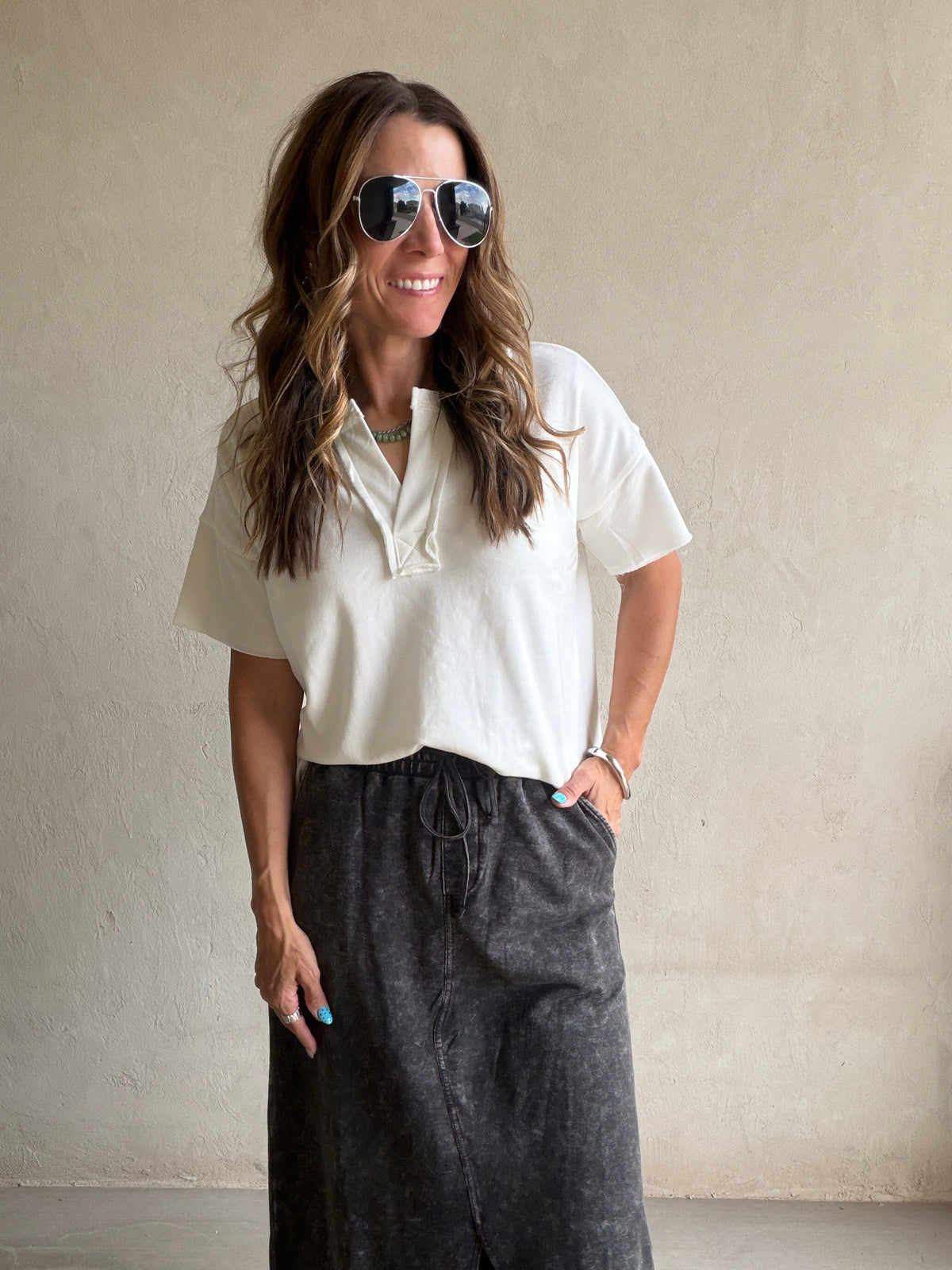 Corey Knit Skirt in Sunfade Black