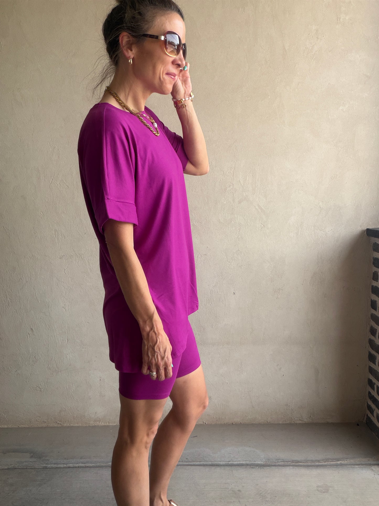 Jillian Heavenly Biker Set in Dark Magenta