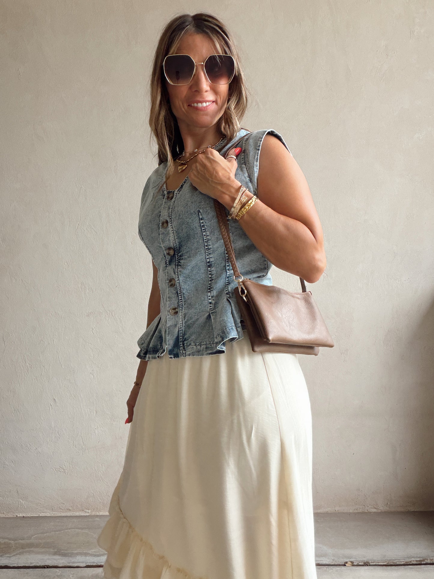 Saree Crossbody Purse in Brown