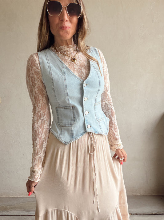 Madison Vest in Light Denim