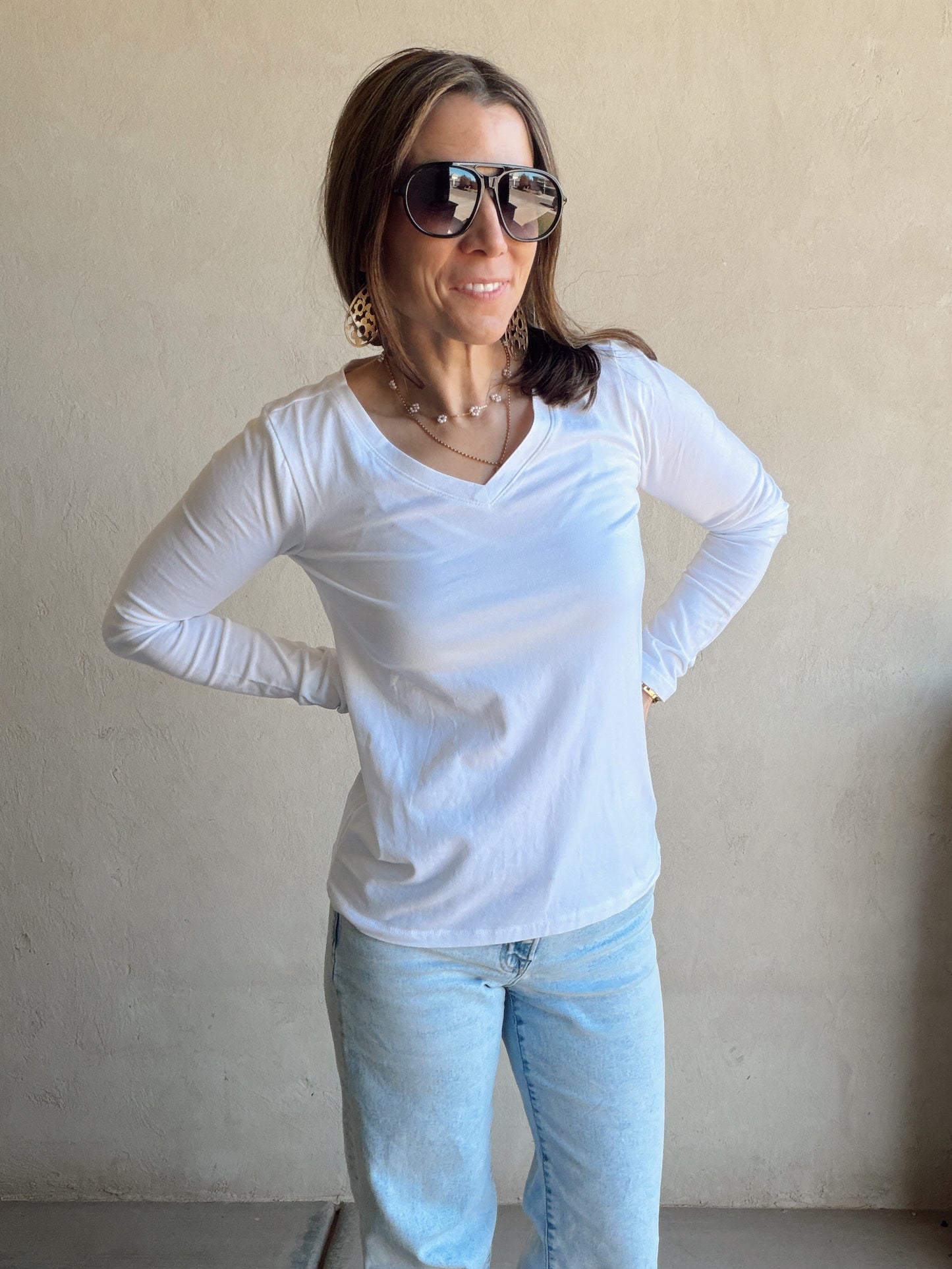 Lilly V-Neck Top in White