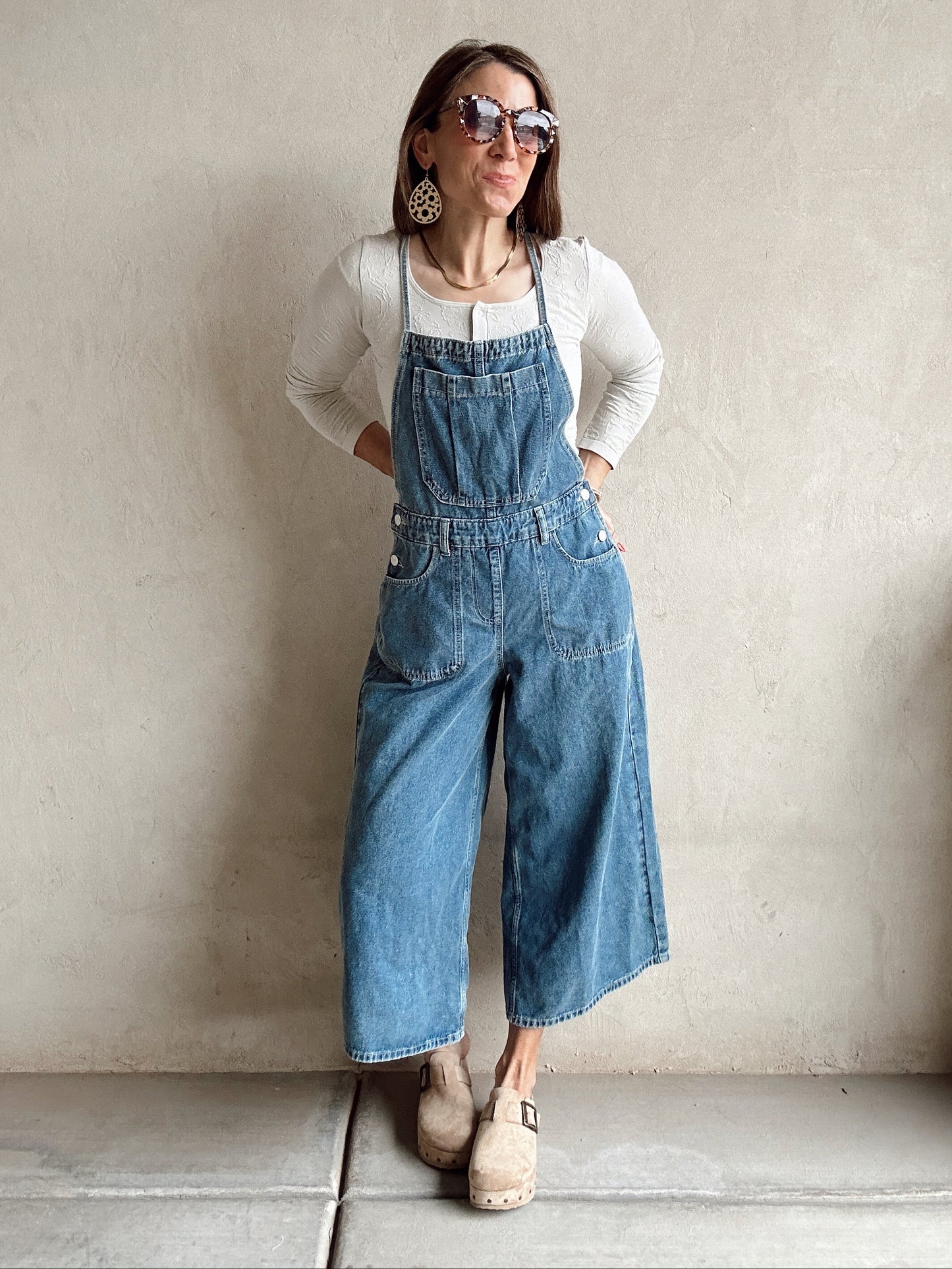 Madelyn Tie Back Overalls in Medium Denim