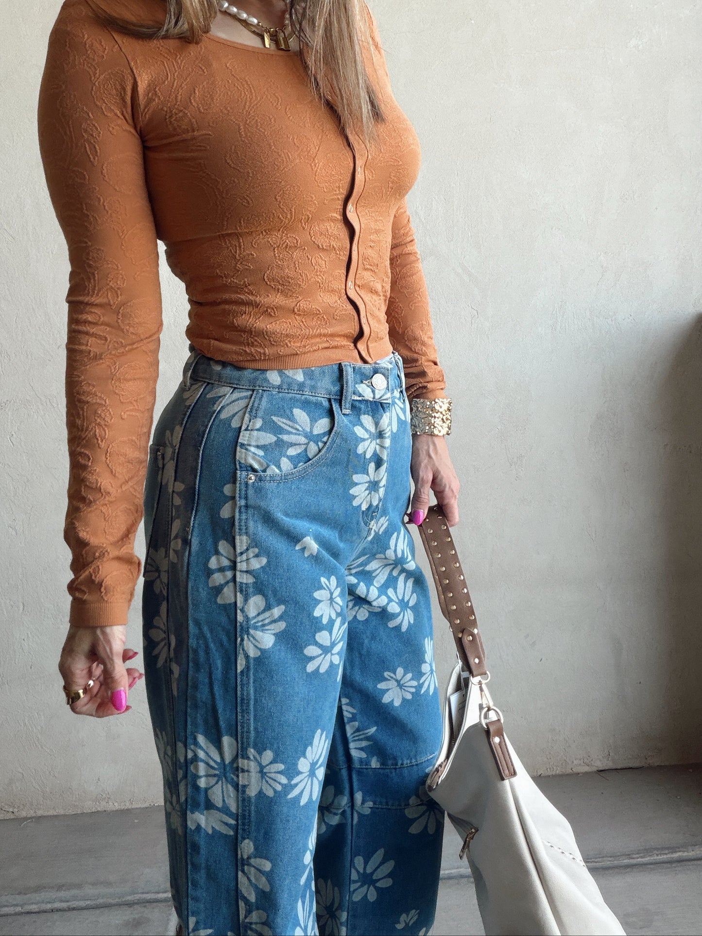 Becca Floral Jeans in Denim