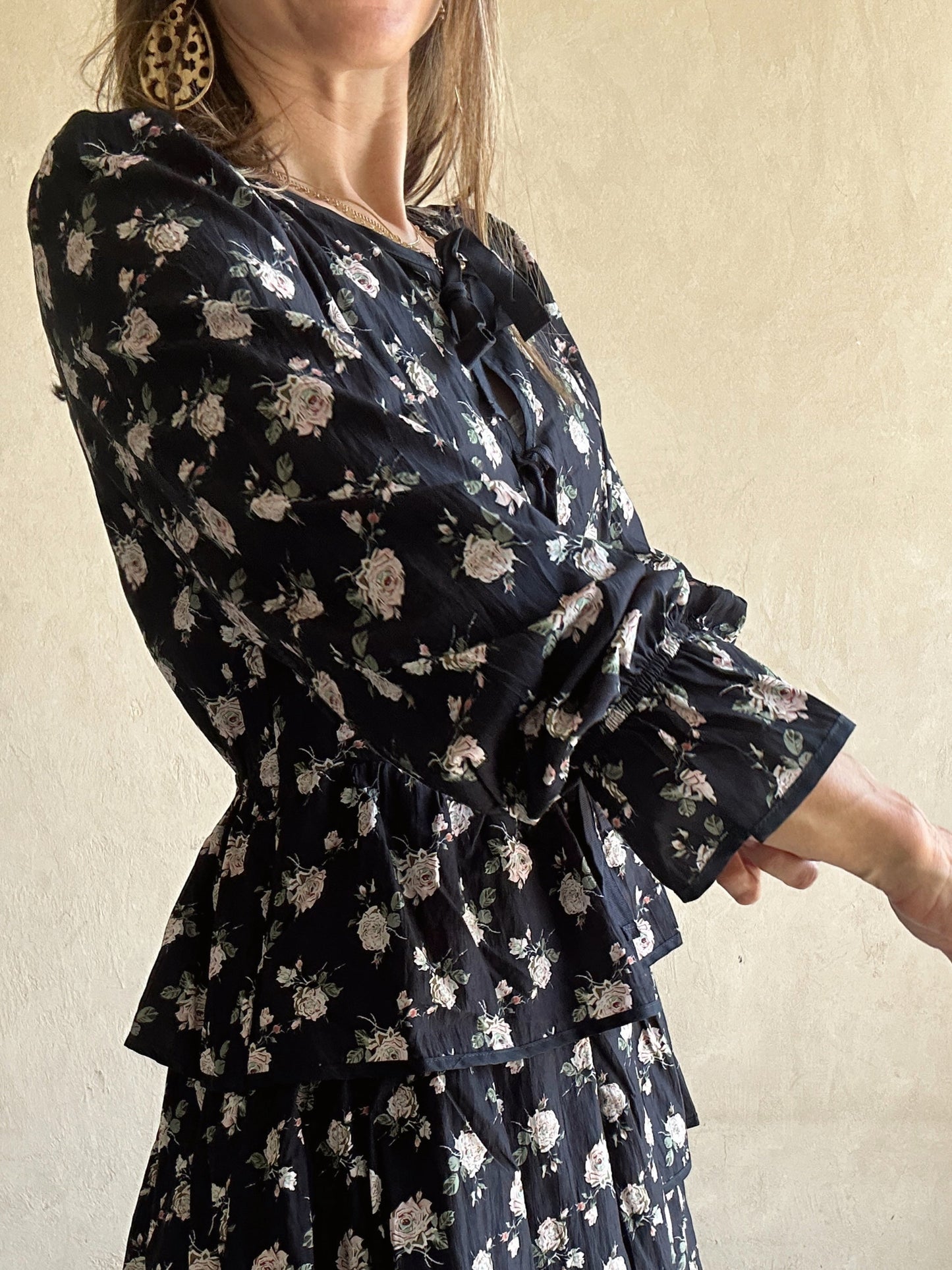 Miya Floral Dress in Dark Navy