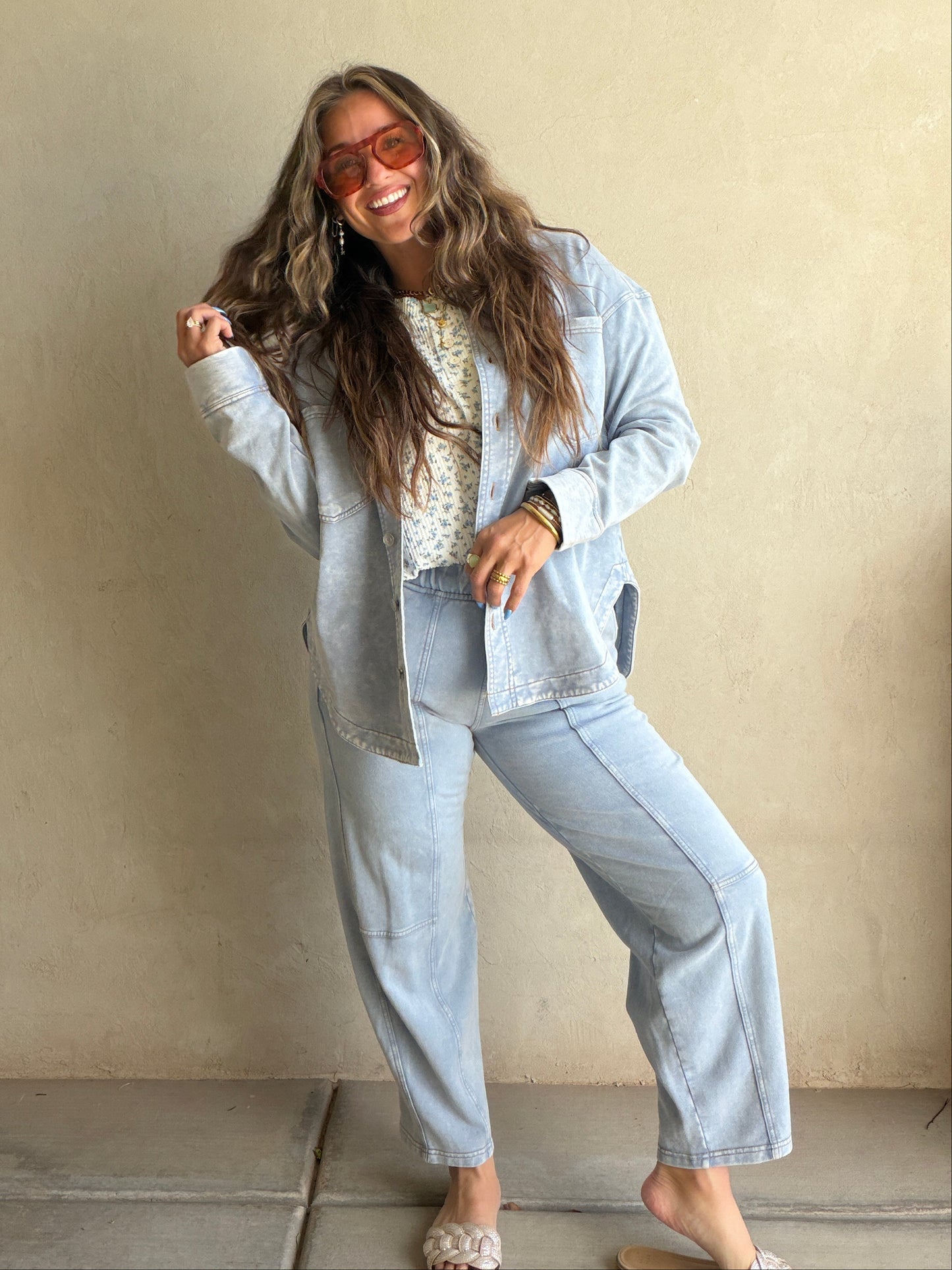 Keri Set in Acid Wash Blue