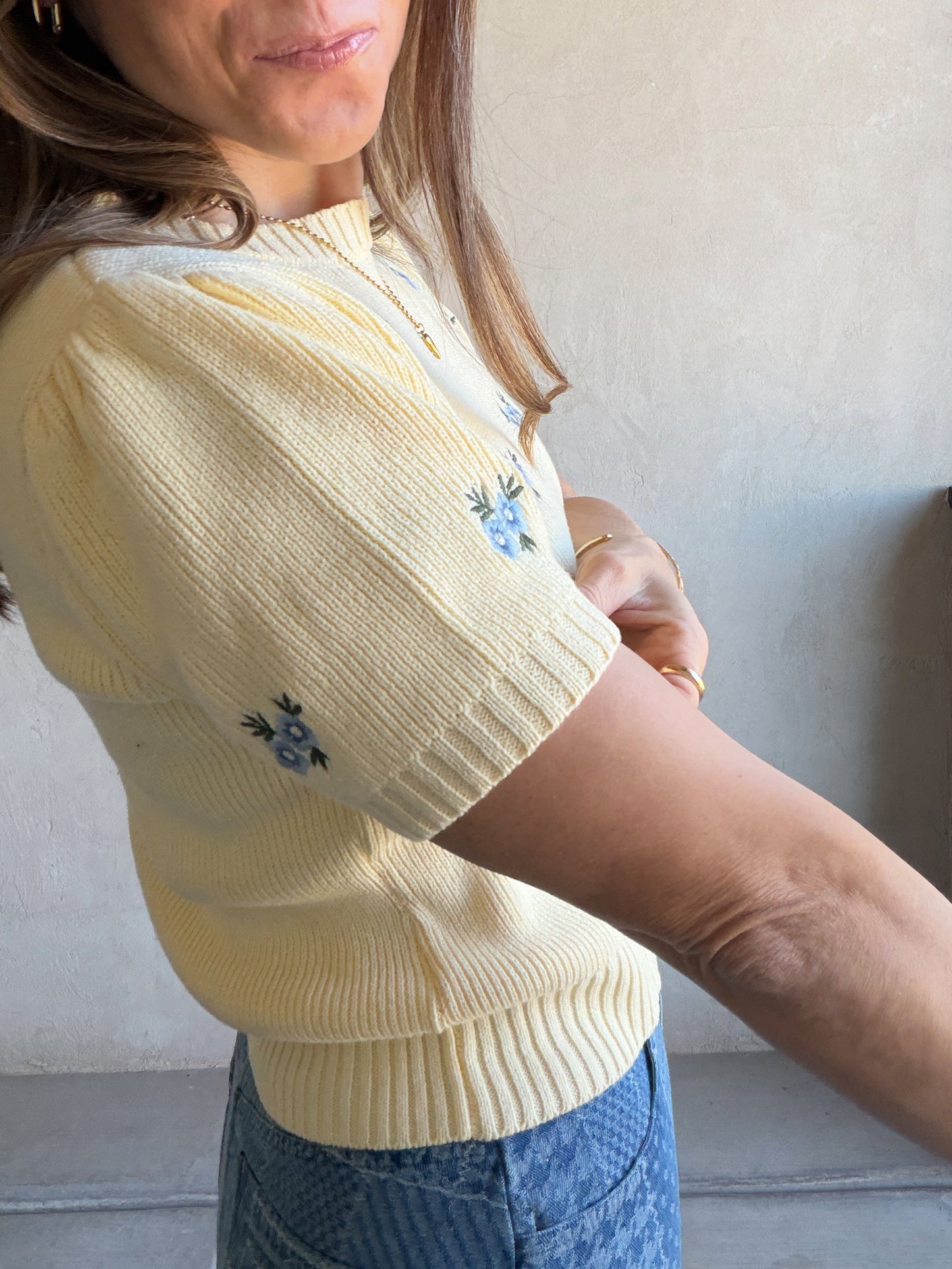 Milla Embroidered Top in Butter Yellow