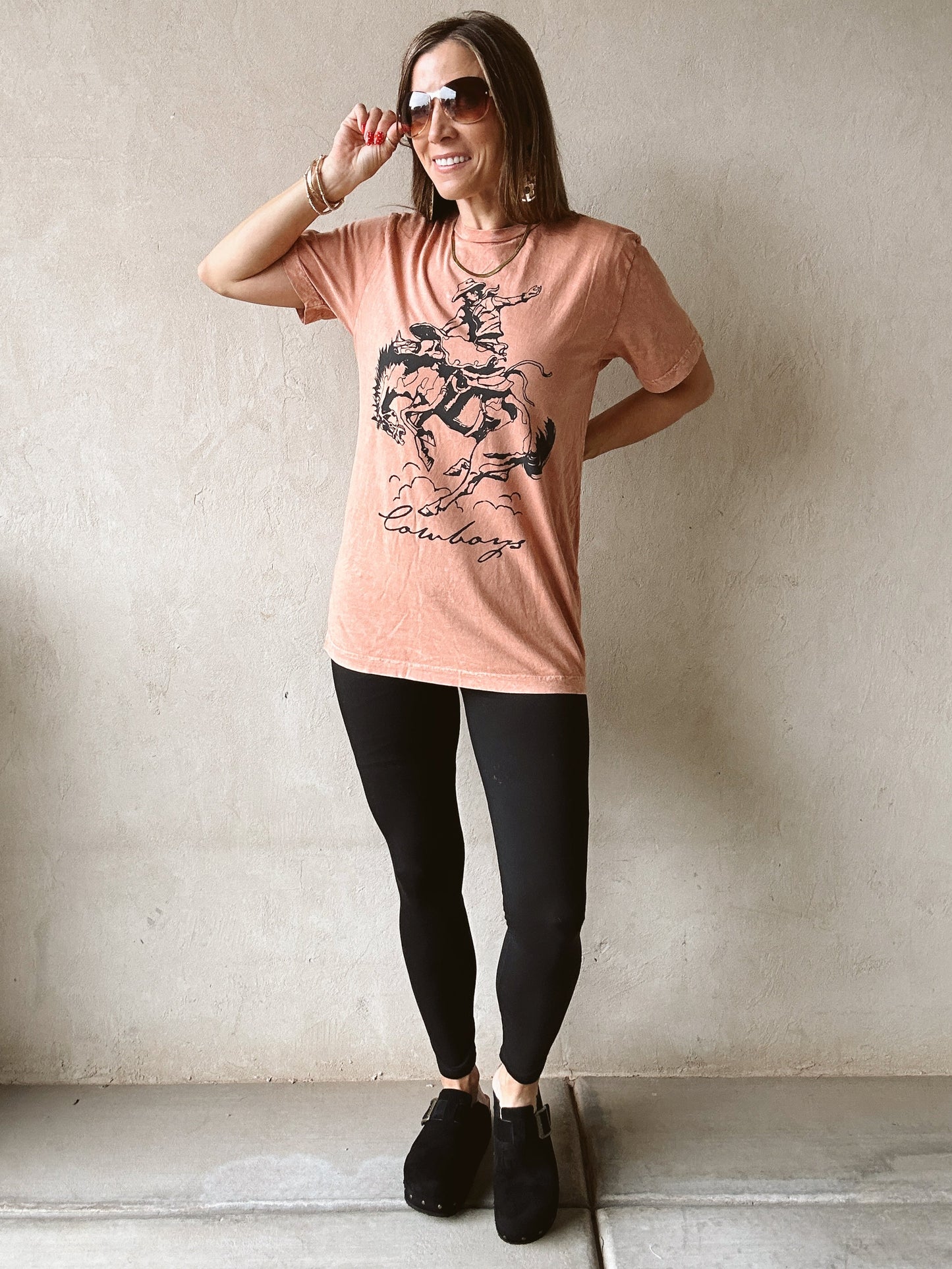 Cowboy Tee in Acid Wash Rust