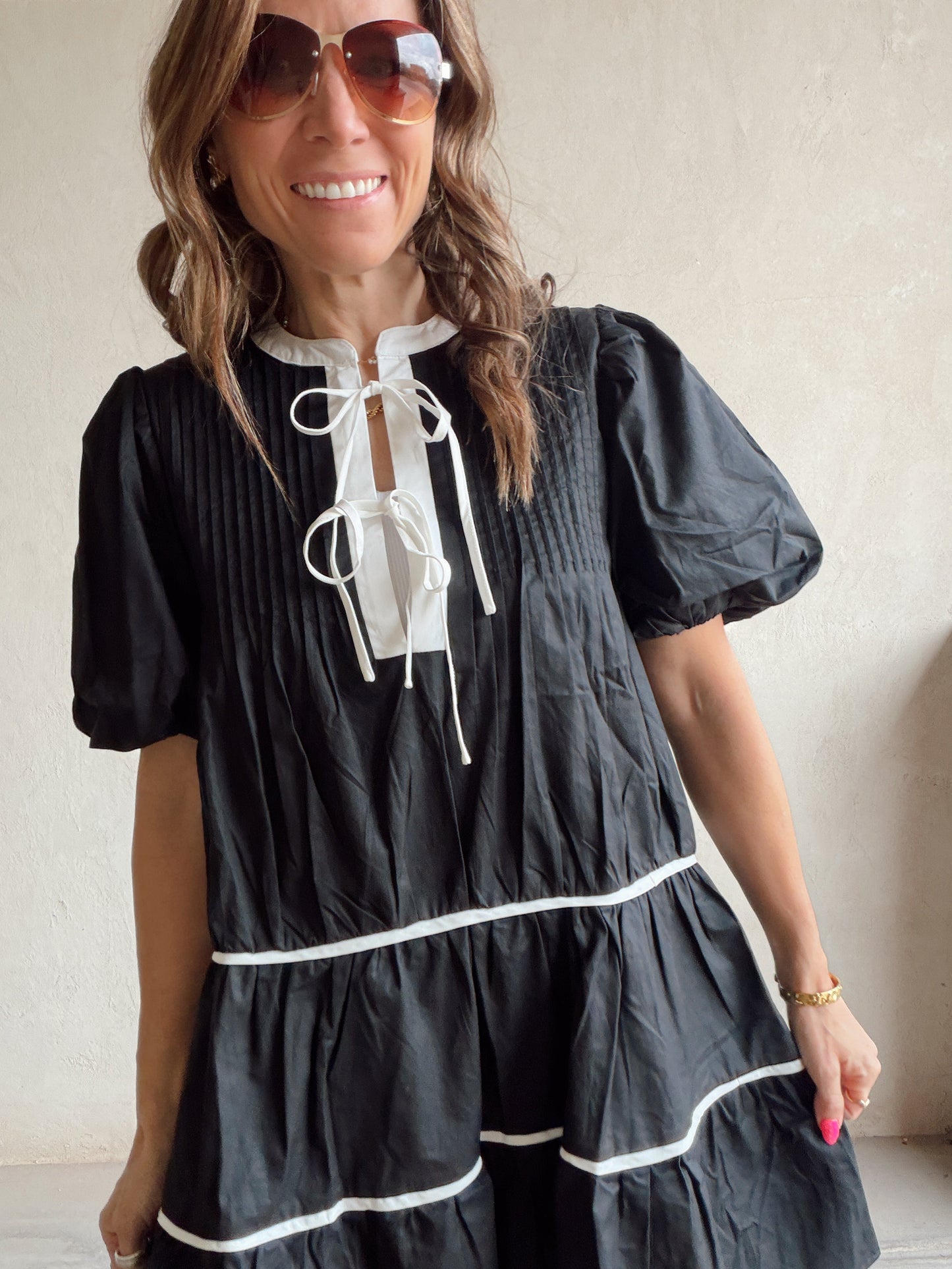 Piper Tiered Midi Dress in Black