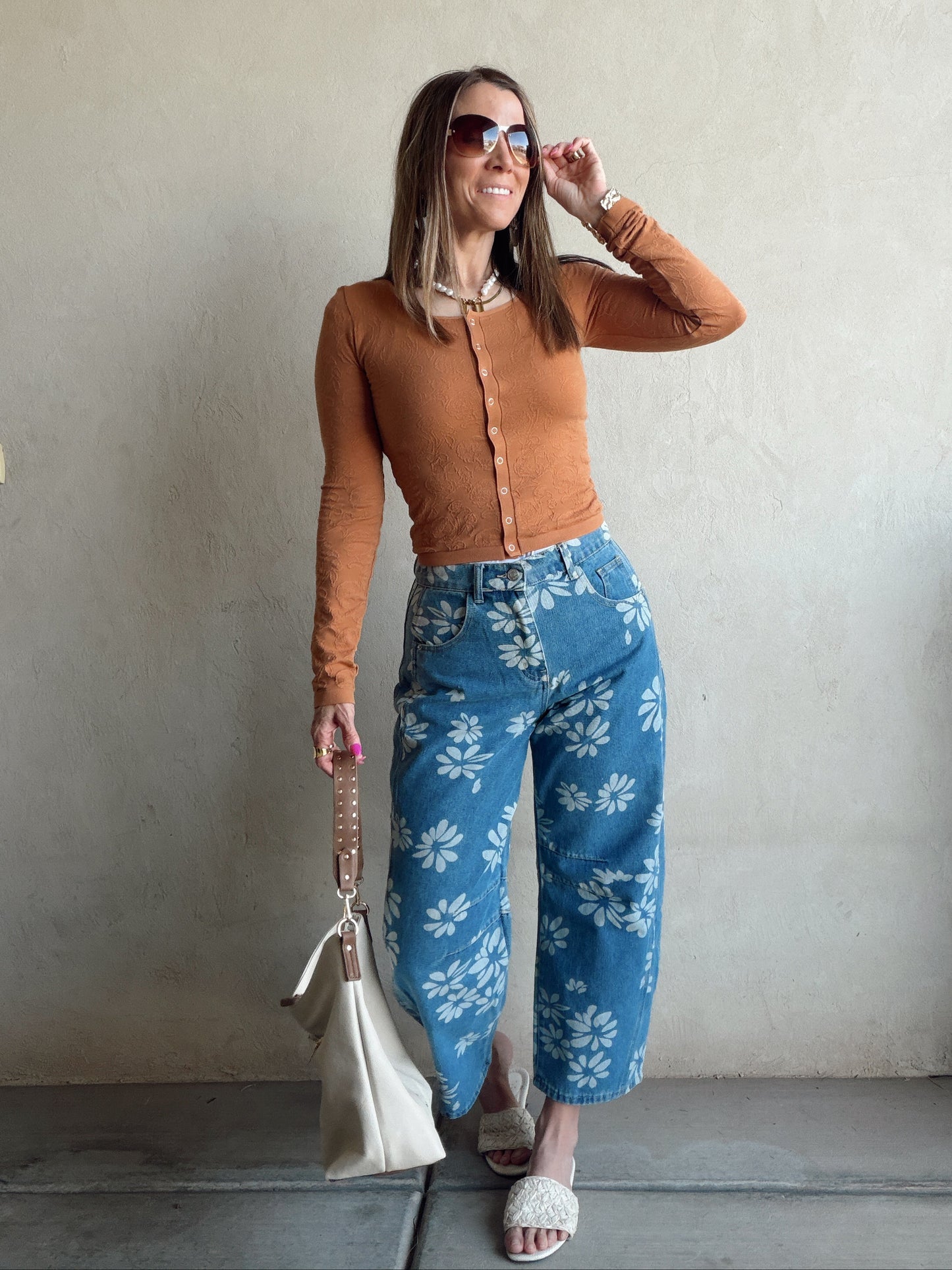 Becca Floral Jeans in Denim