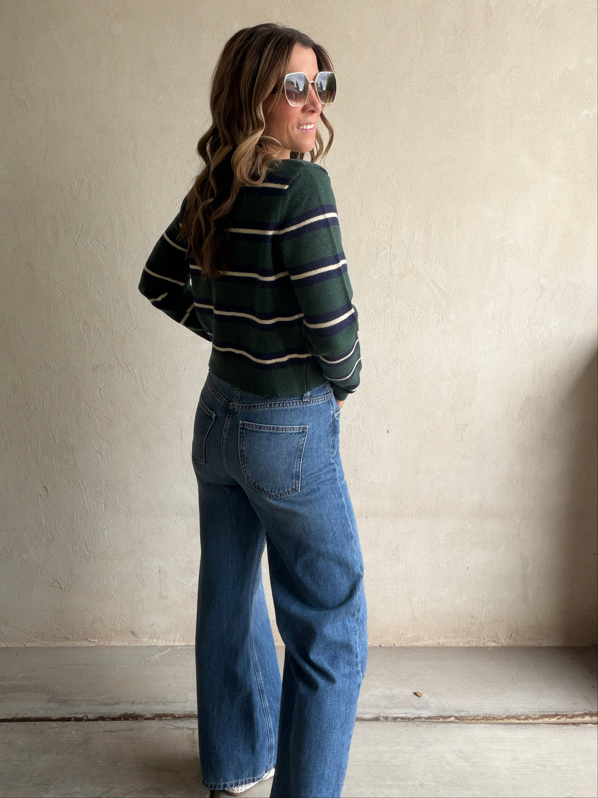 Kimberly Striped Sweater in Hunter Green