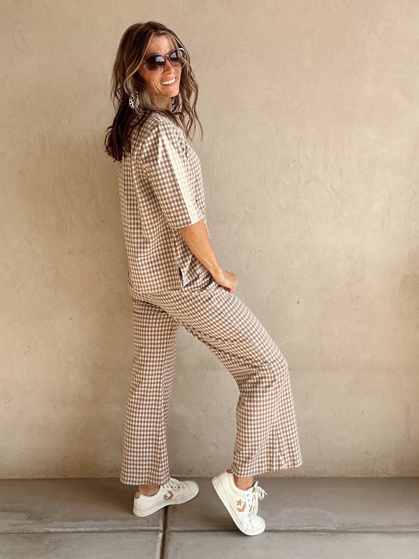 Jenny Knit Set in Mocha & White