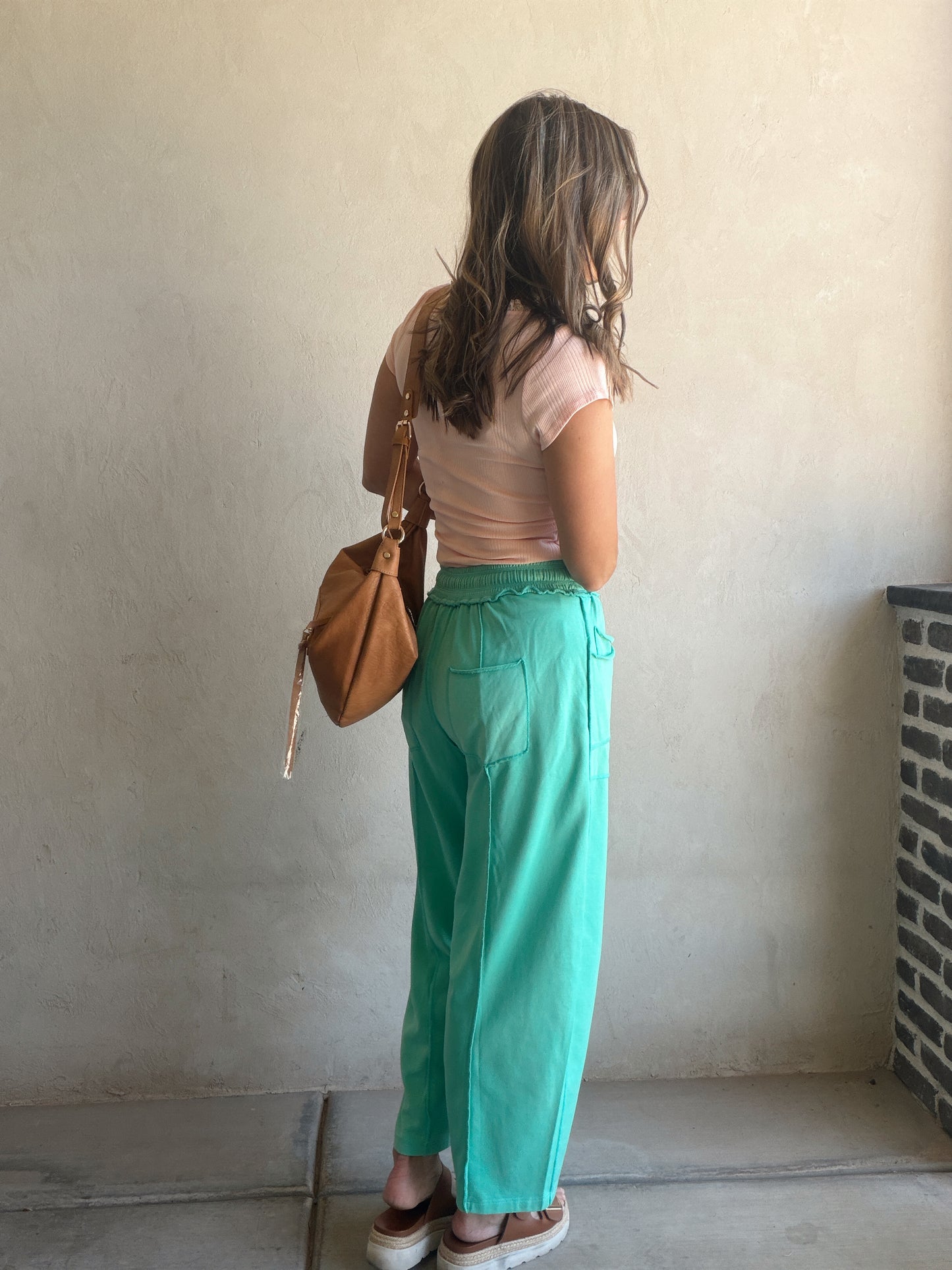 Heather Barrel Sweats in Teal
