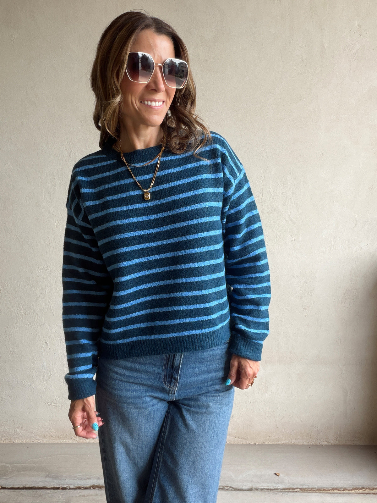Jamie Striped Sweater in Blues