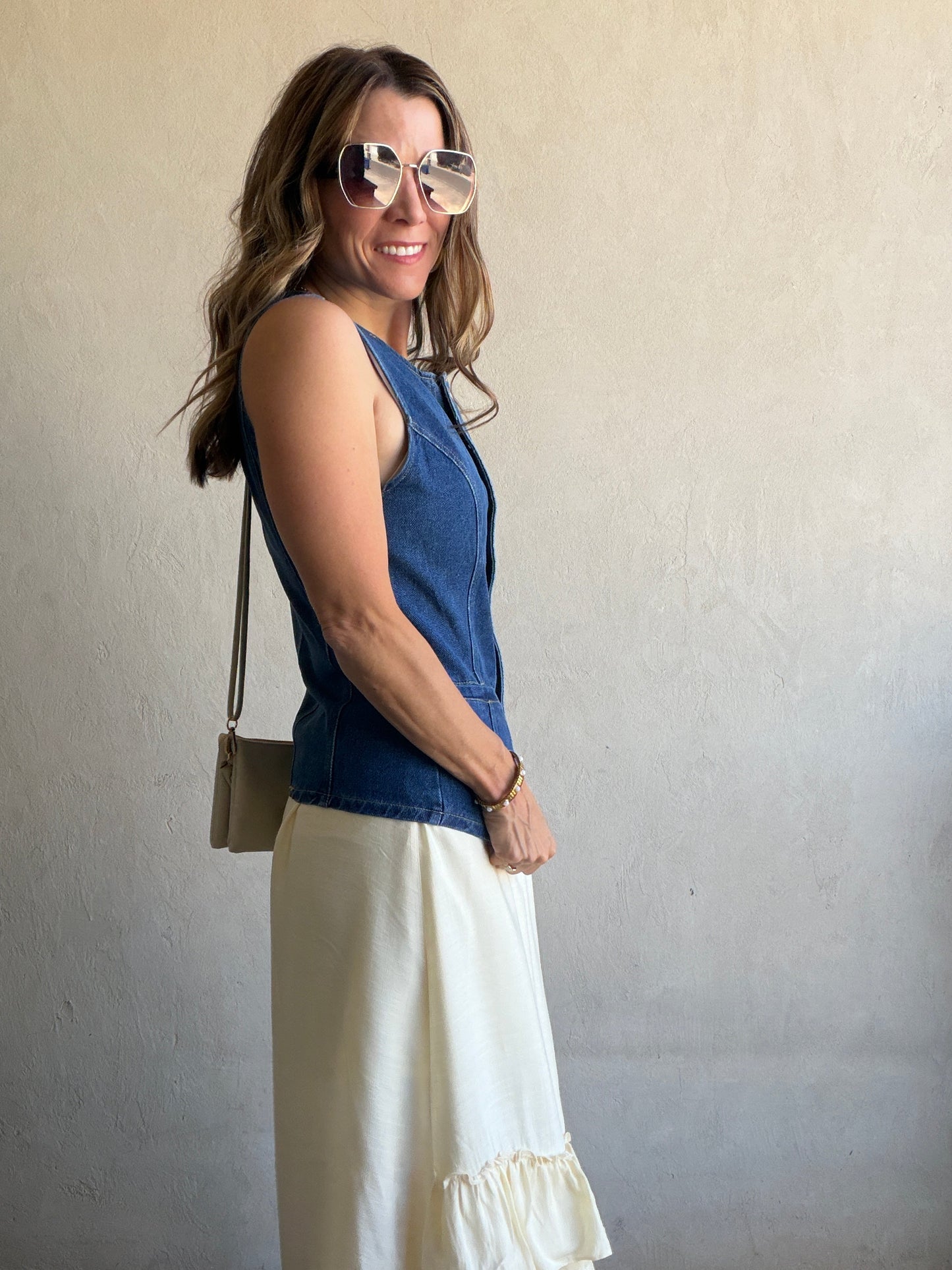 Nat Vest in Dark Denim