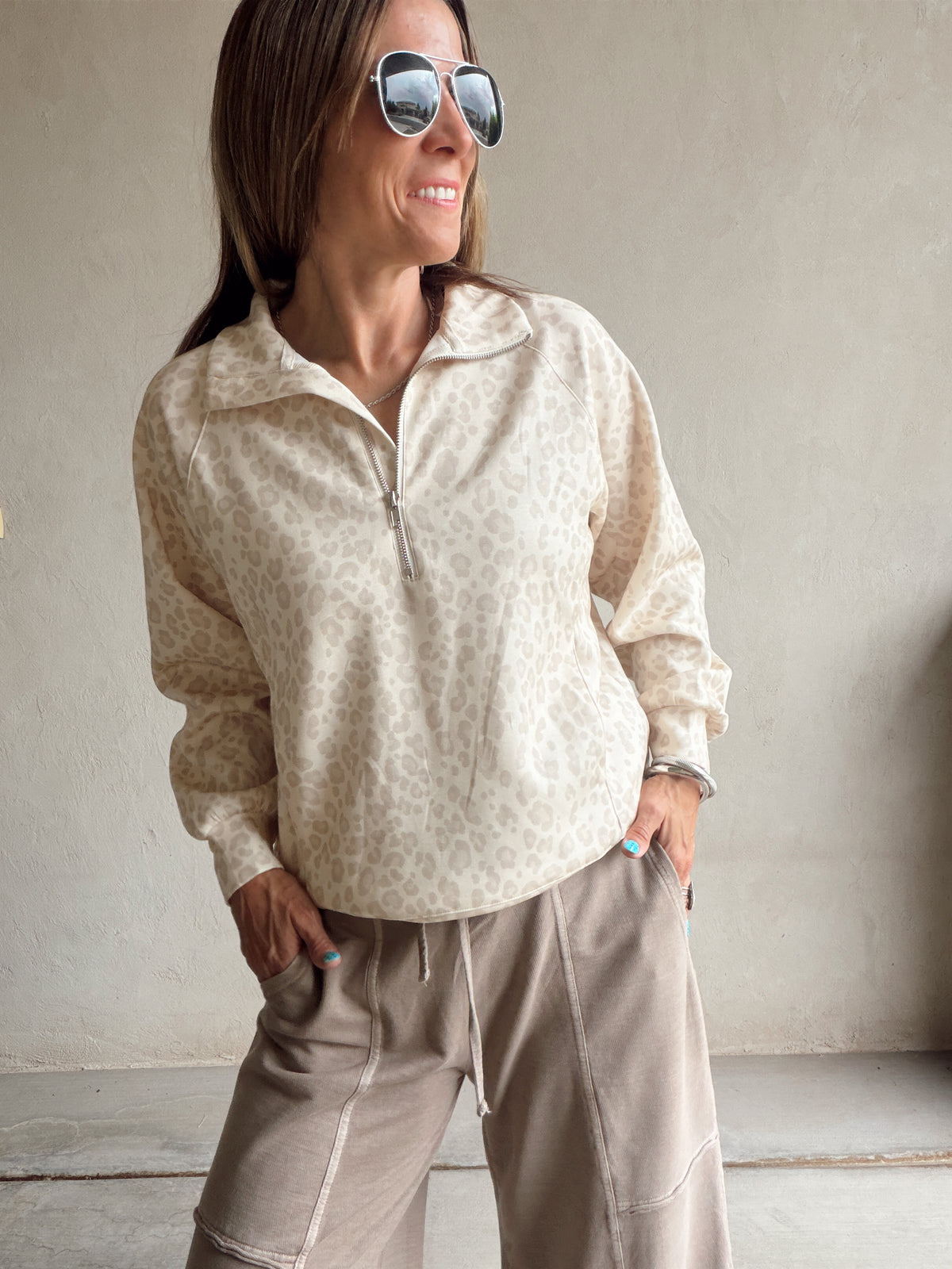 Randy Pullover in Cream Leopard