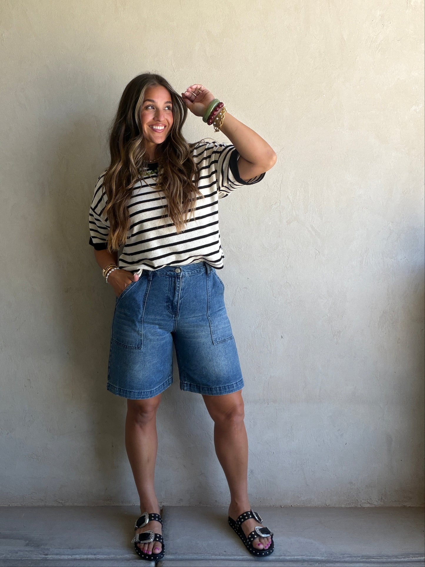 Jade Bermuda Shorts in Dark Denim