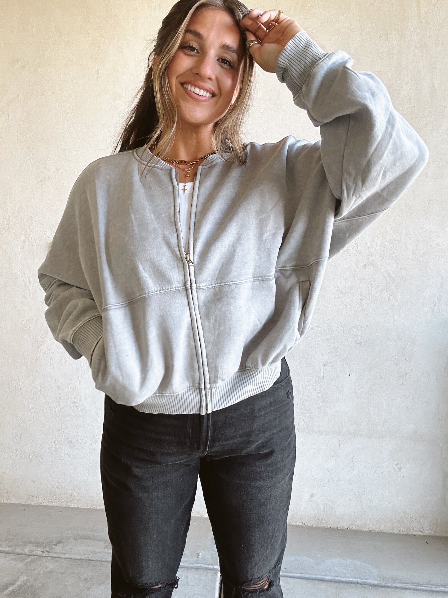 Kayla Bomber Jacket in Sleet