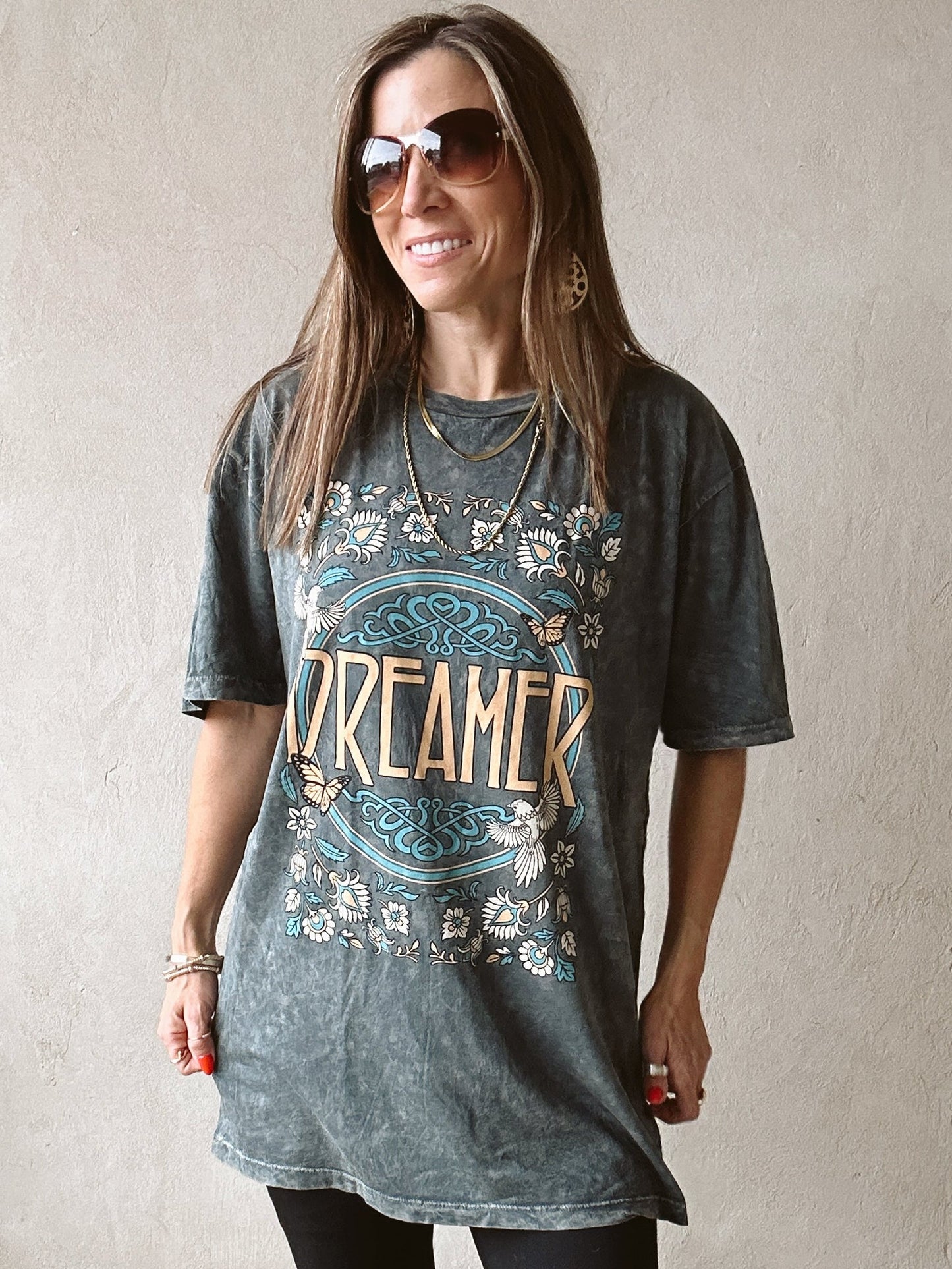 Dreamer Tee in Acid Wash Charcoal
