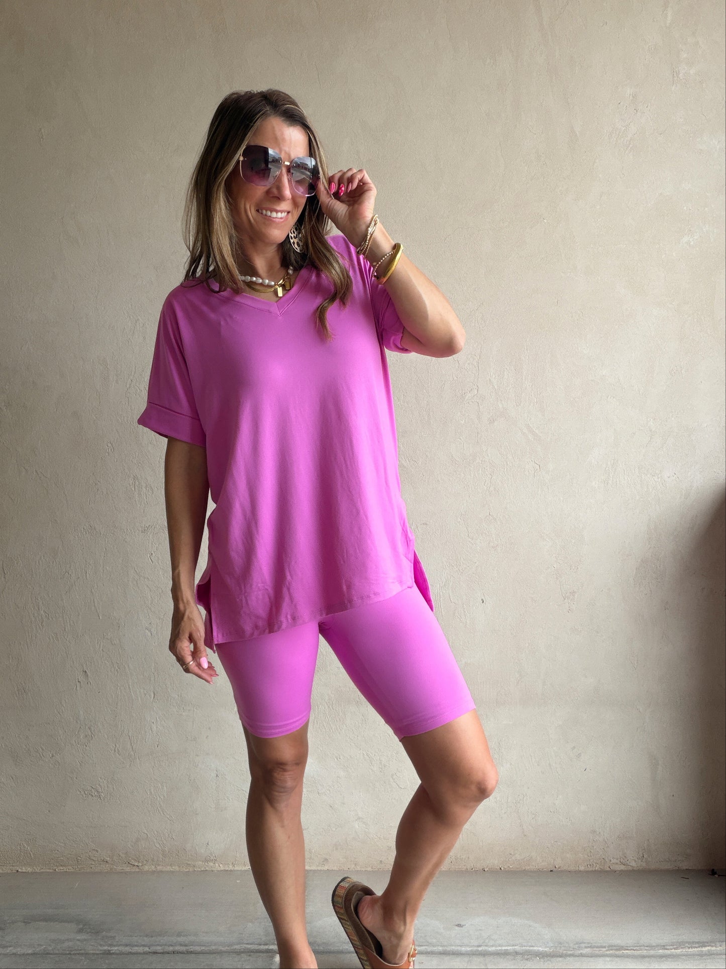 Jillian Heavenly Biker Set in Pink