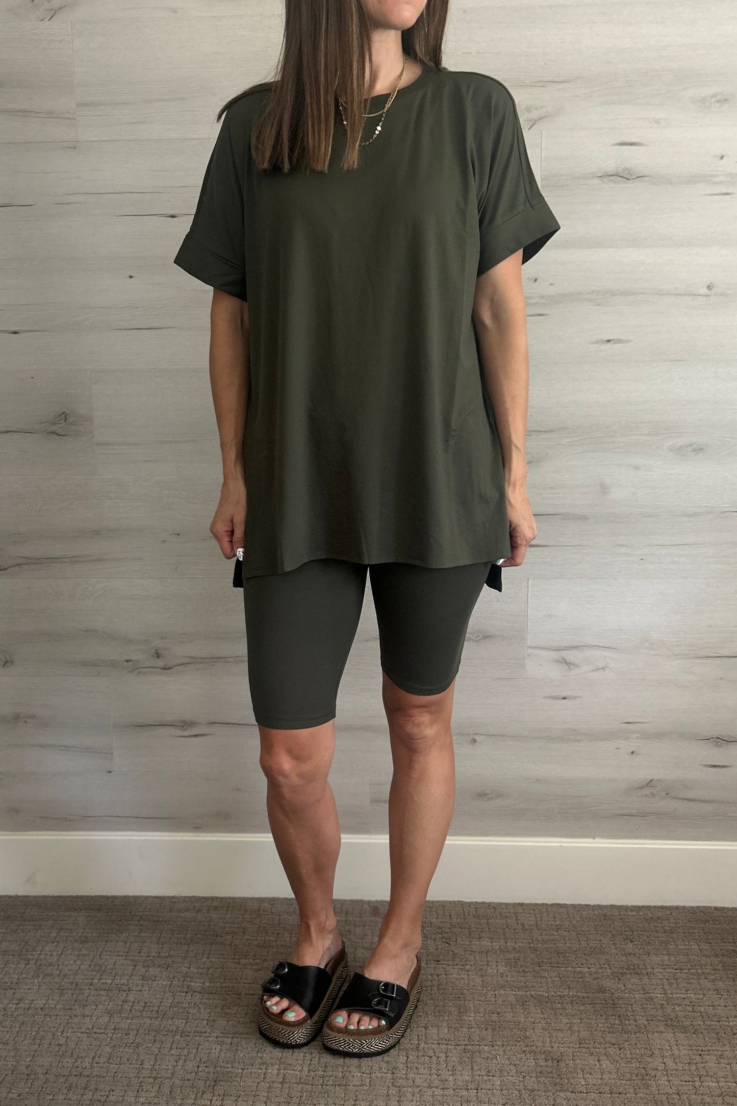 Comfy Cruising Biker Set in Olive