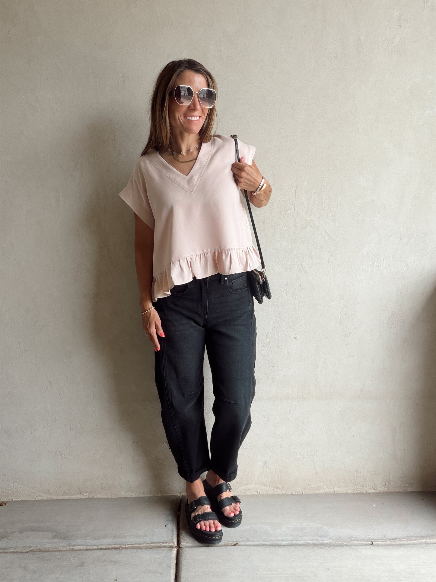 Denise Ruffle Top in Dusty Pink
