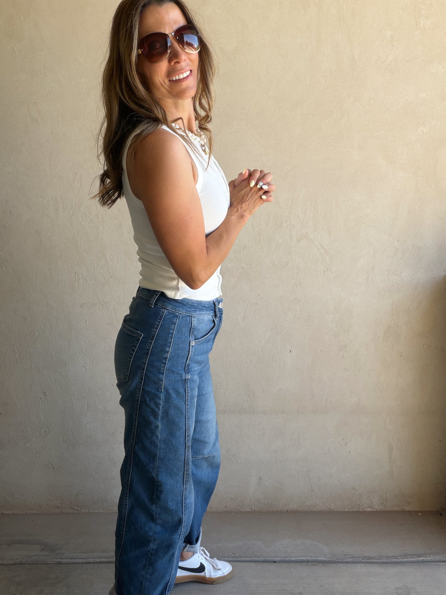 Talia Ribbed Sleeveless Tank in White