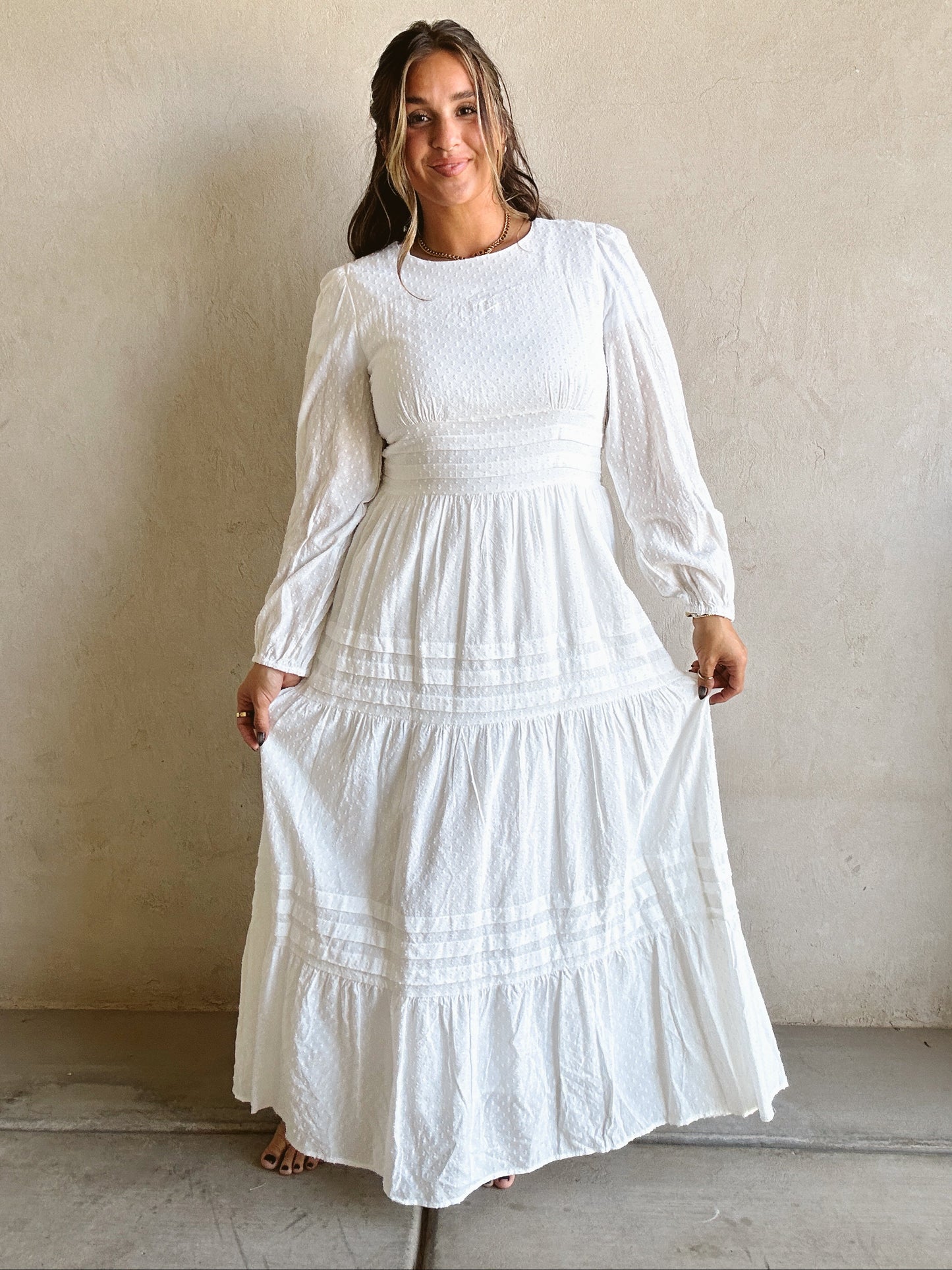 Margo Tiered Dress in White