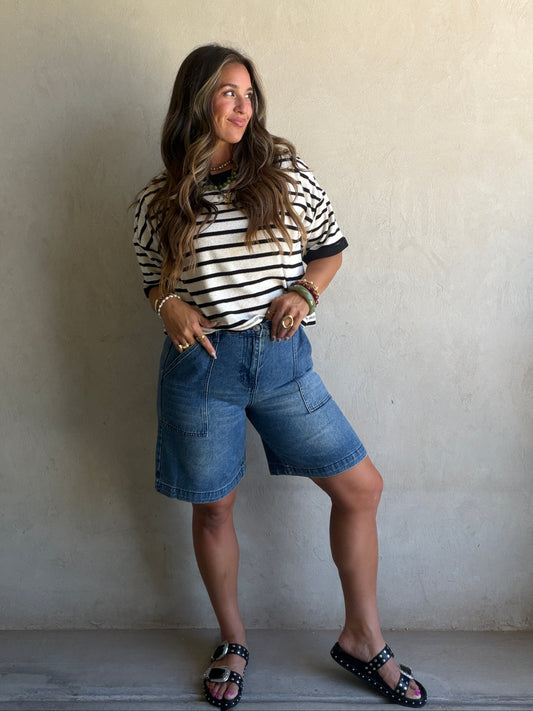 Jade Bermuda Shorts in Dark Denim