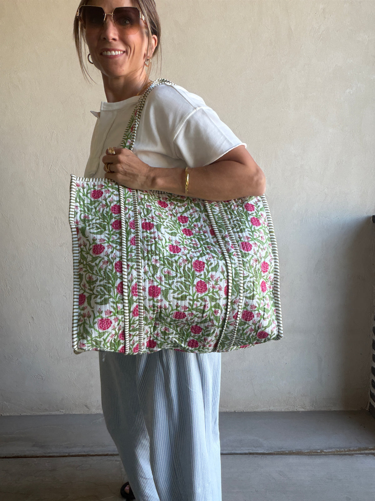 Mindee Quilted Bag – Green Leaf