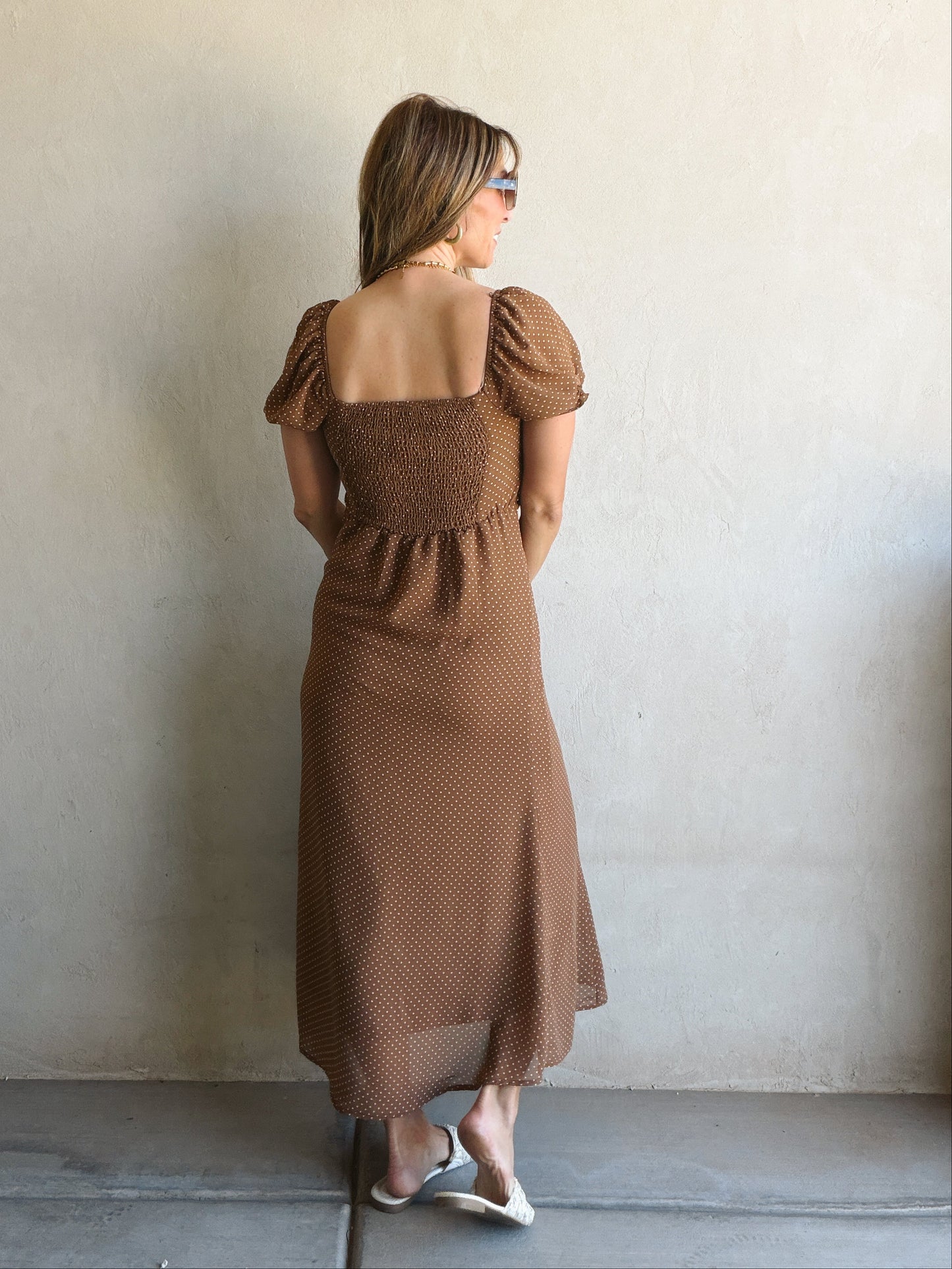 Bridget Dress in Brown Polka Dot
