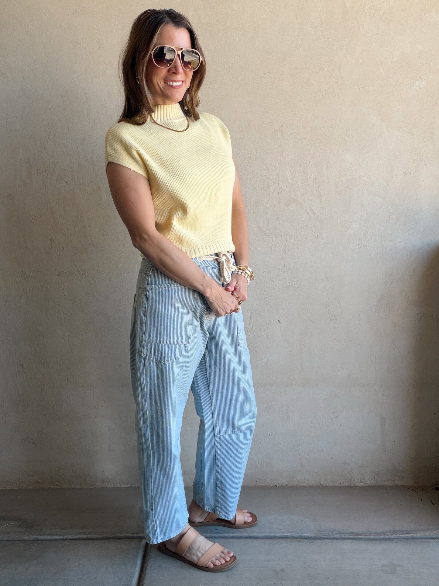 Georgia Striped Barrel Pants Blue & White