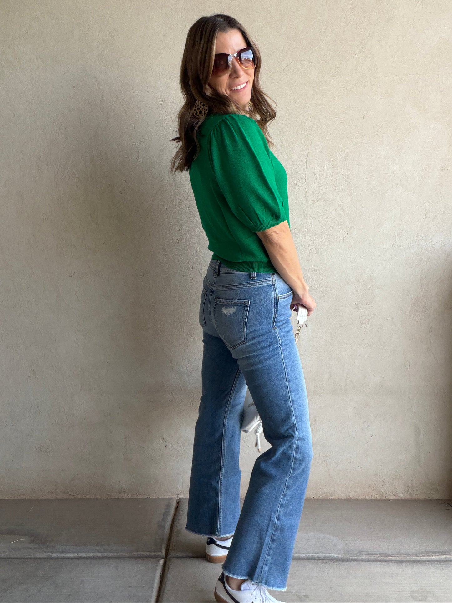 Emmie Button Down Sweater in Green