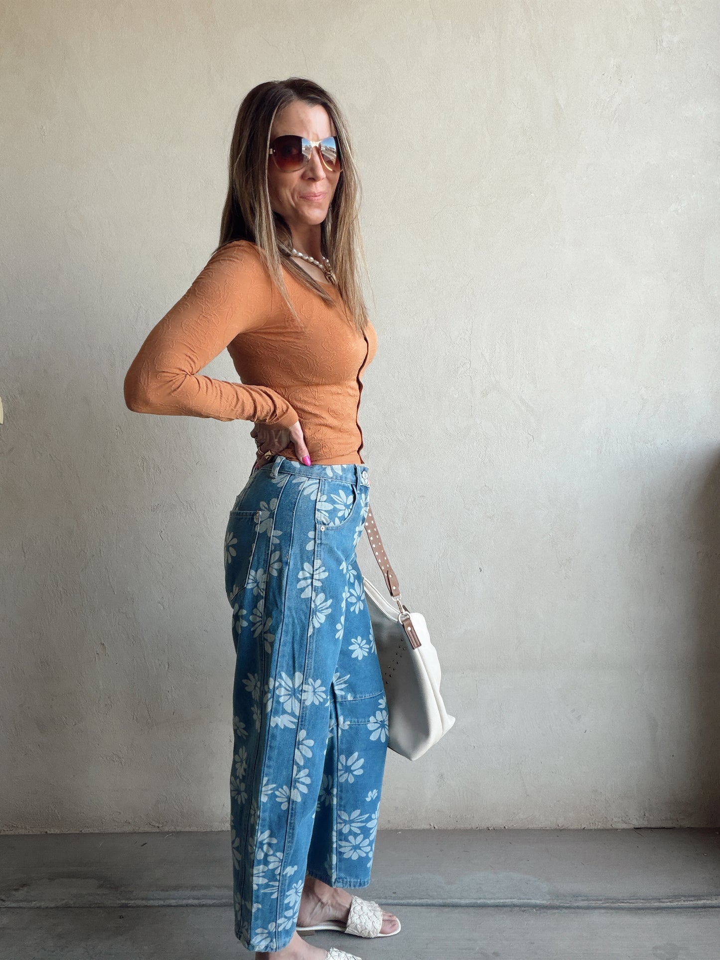 Becca Floral Jeans in Denim