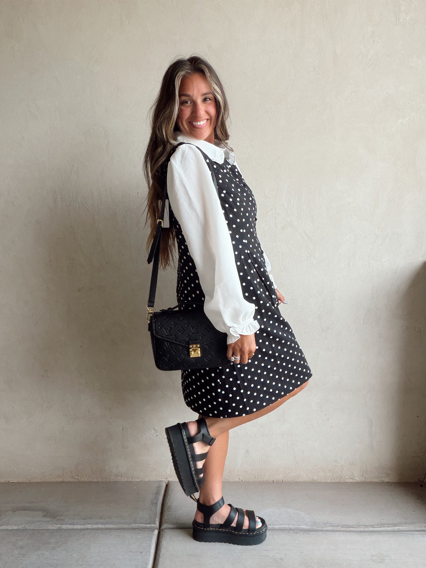 Keelee Polka Dot Dress in Black & White