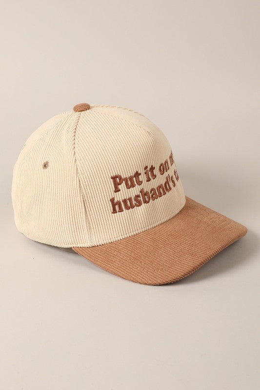 Put it on my Husband’s Tab Hat in Beige