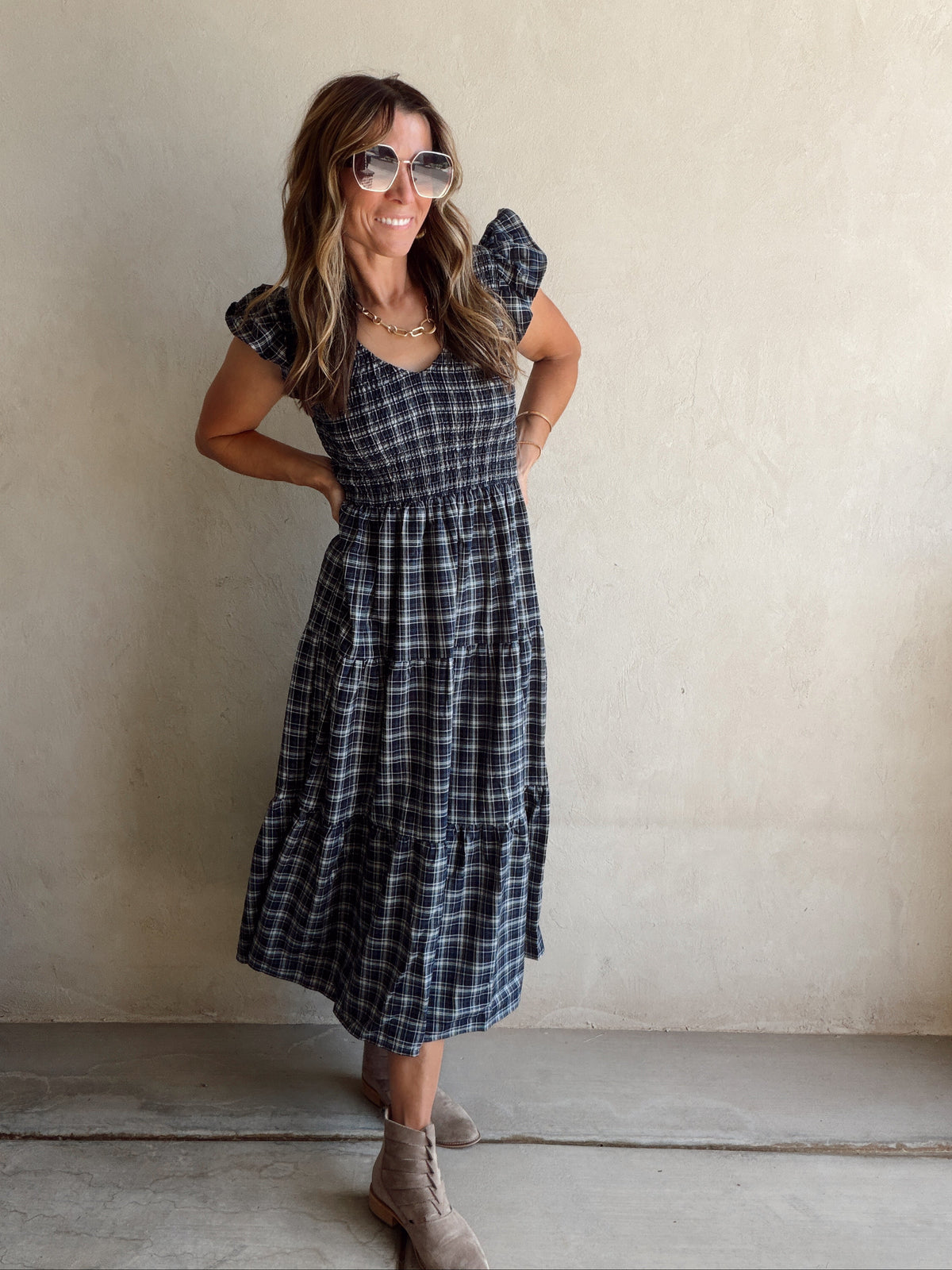 Emma Dress in Blue Plaid