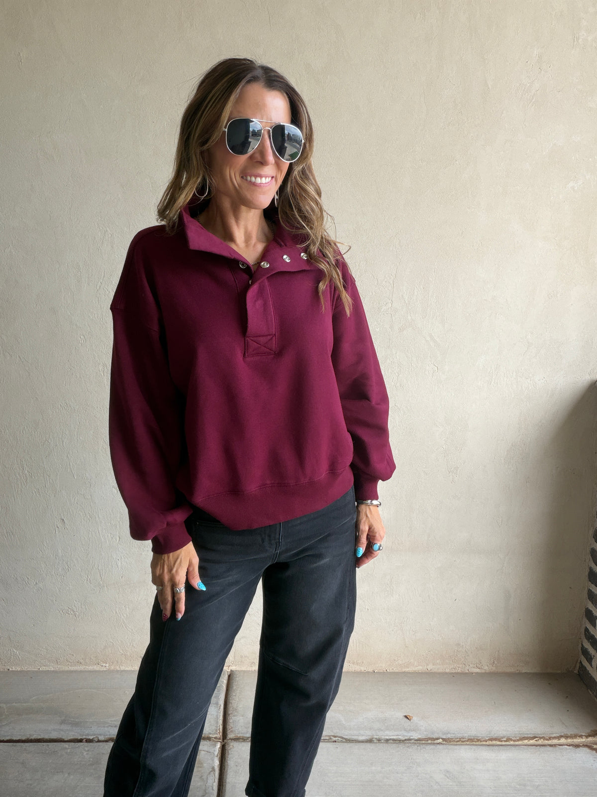 Cassie Sweatshirt in Burgundy