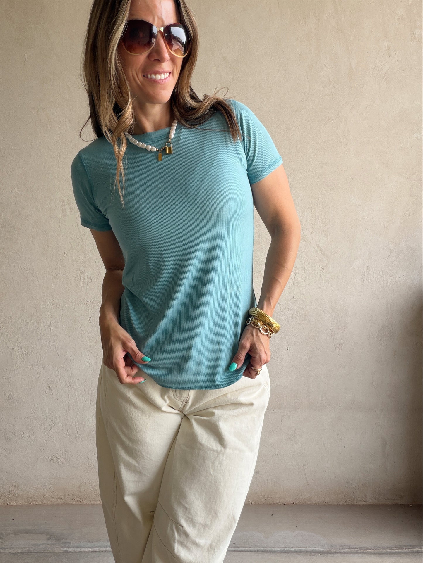 Sonny Ribbed Top in Teal
