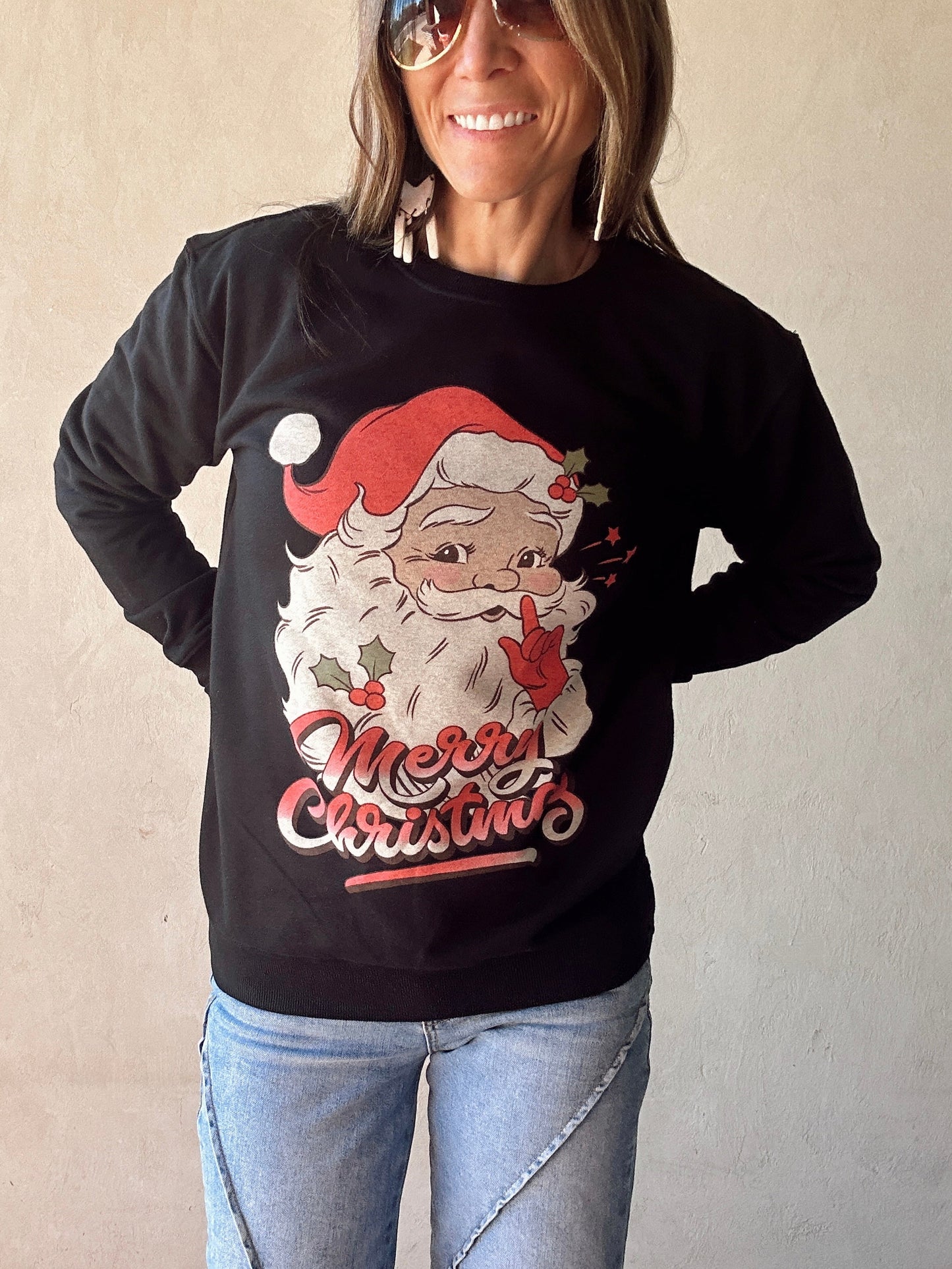 Merry Christmas Sweatshirt in Black
