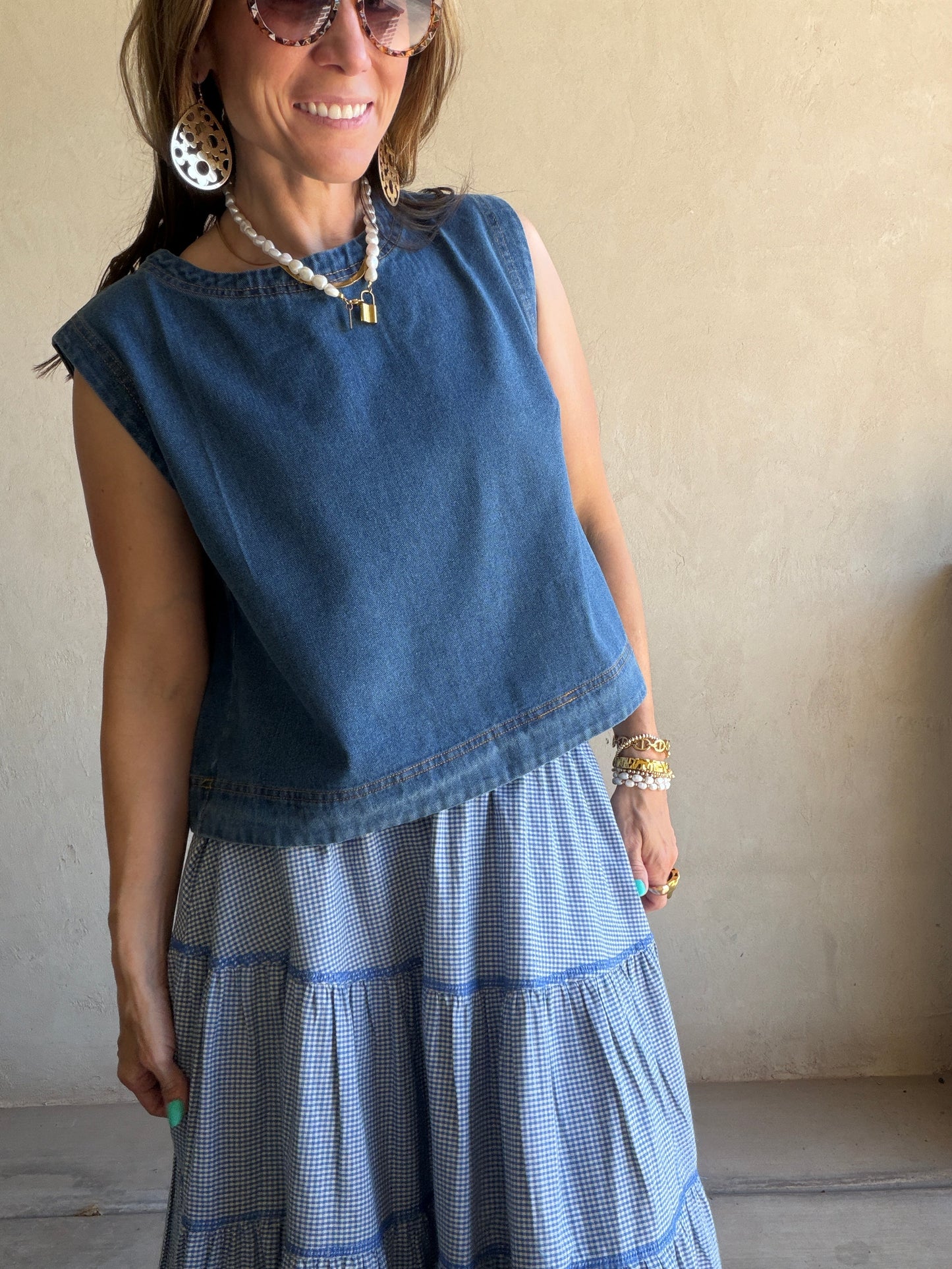 Ginny Sleeveless Top in Denim