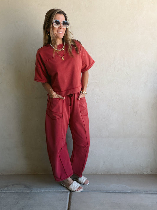 Clara Set in Mineral Washed Crimson Red