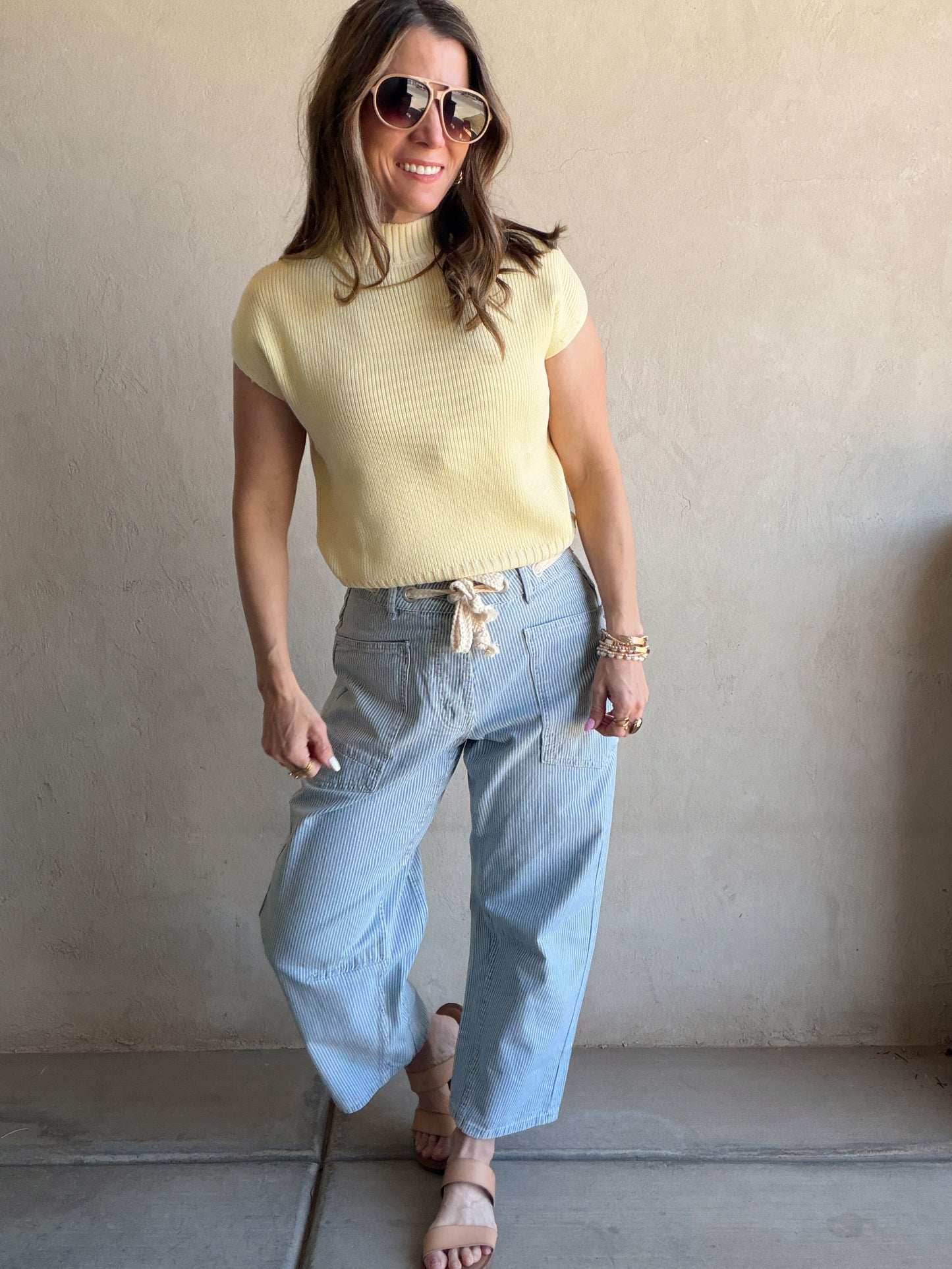 Georgia Striped Barrel Pants Blue & White